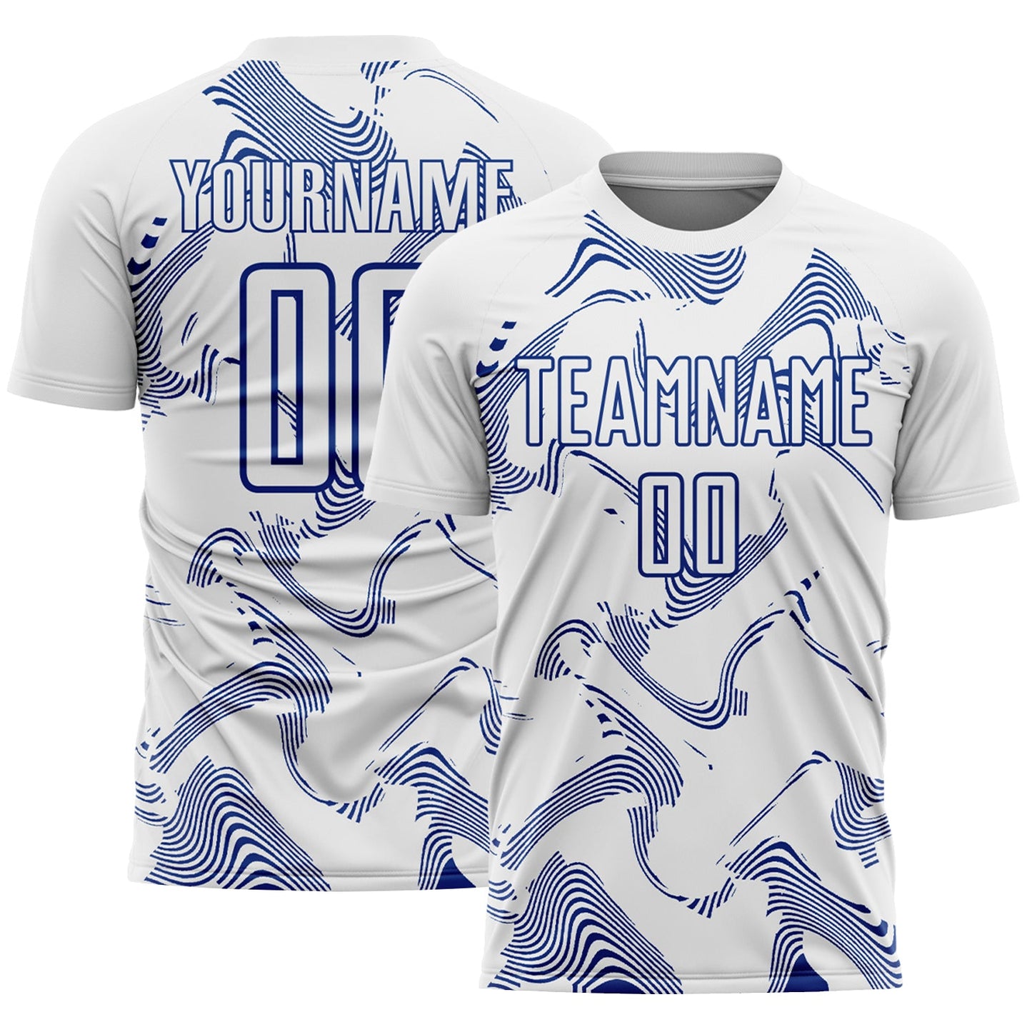 Custom White Royal Curve Lines Sports Sublimation Soccer Uniform Jersey - Main View