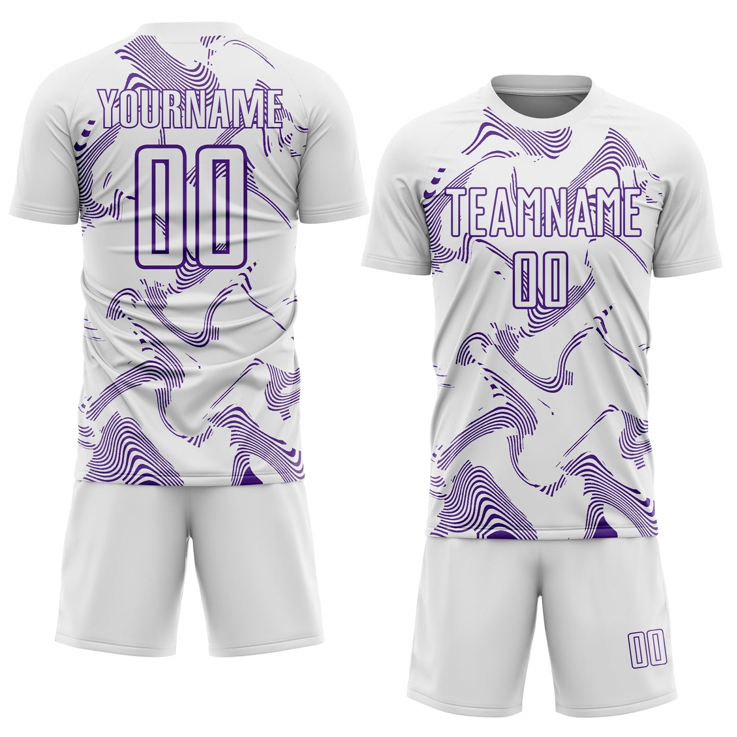 Custom White Purple Curve Lines Sports Sublimation Soccer Uniform Jersey view 2