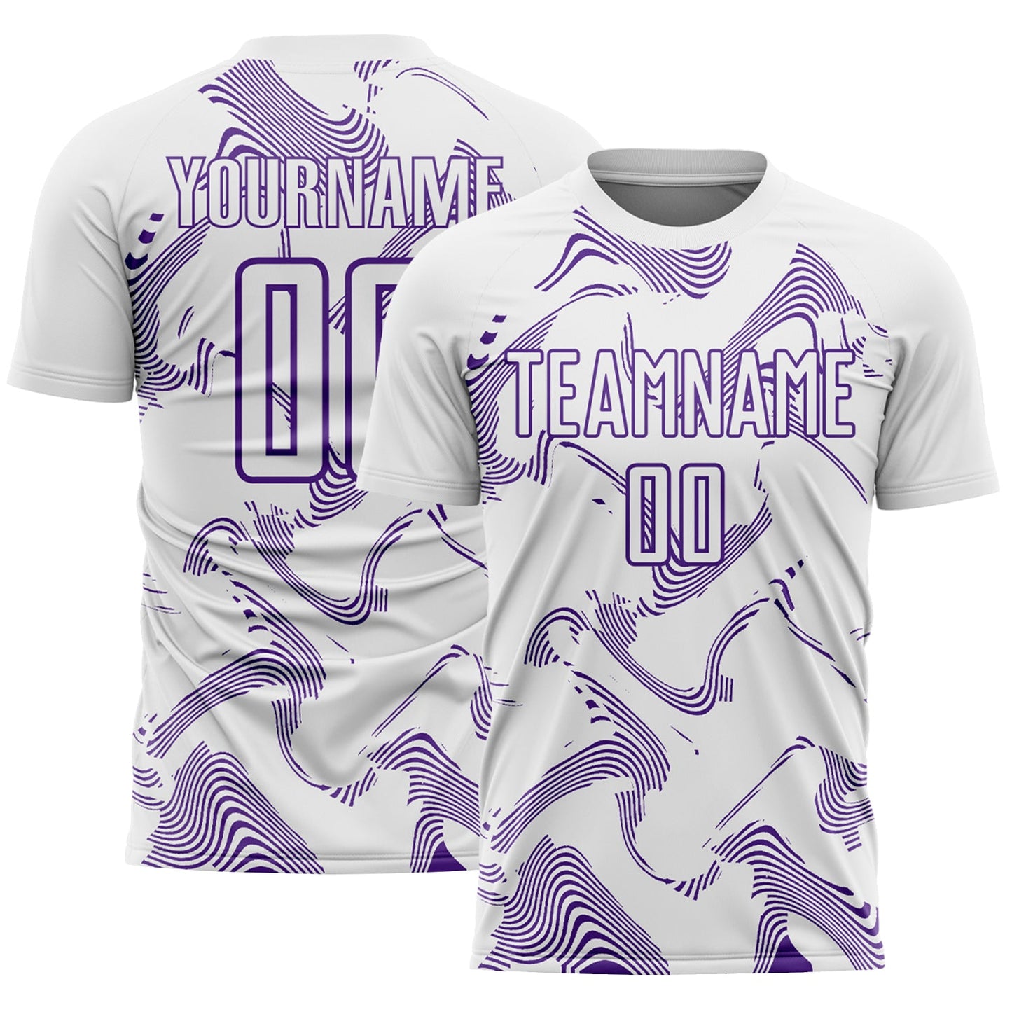 Custom White Purple Curve Lines Sports Sublimation Soccer Uniform Jersey - Main View