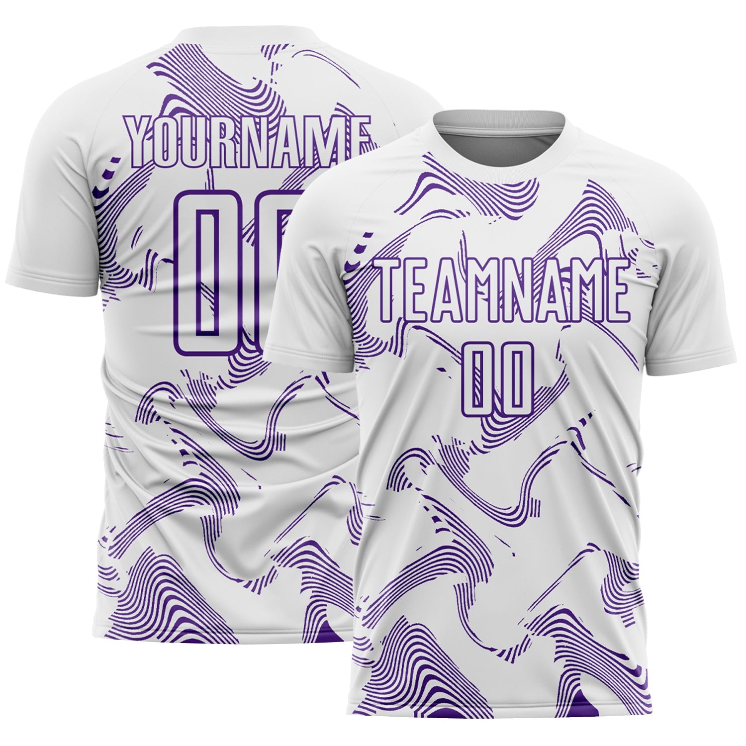 Custom White Purple Curve Lines Sports Sublimation Soccer Uniform Jersey - Main View