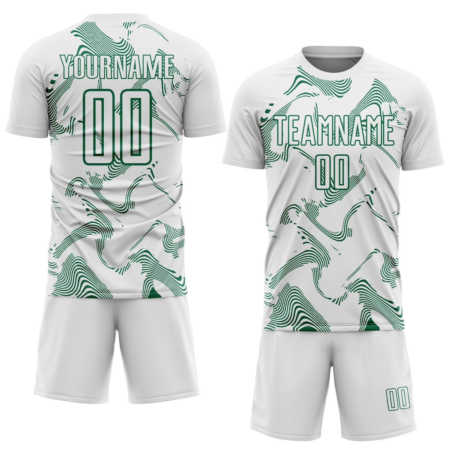 Custom White Kelly Green Curve Lines Sports Sublimation Soccer Uniform Jersey view 2