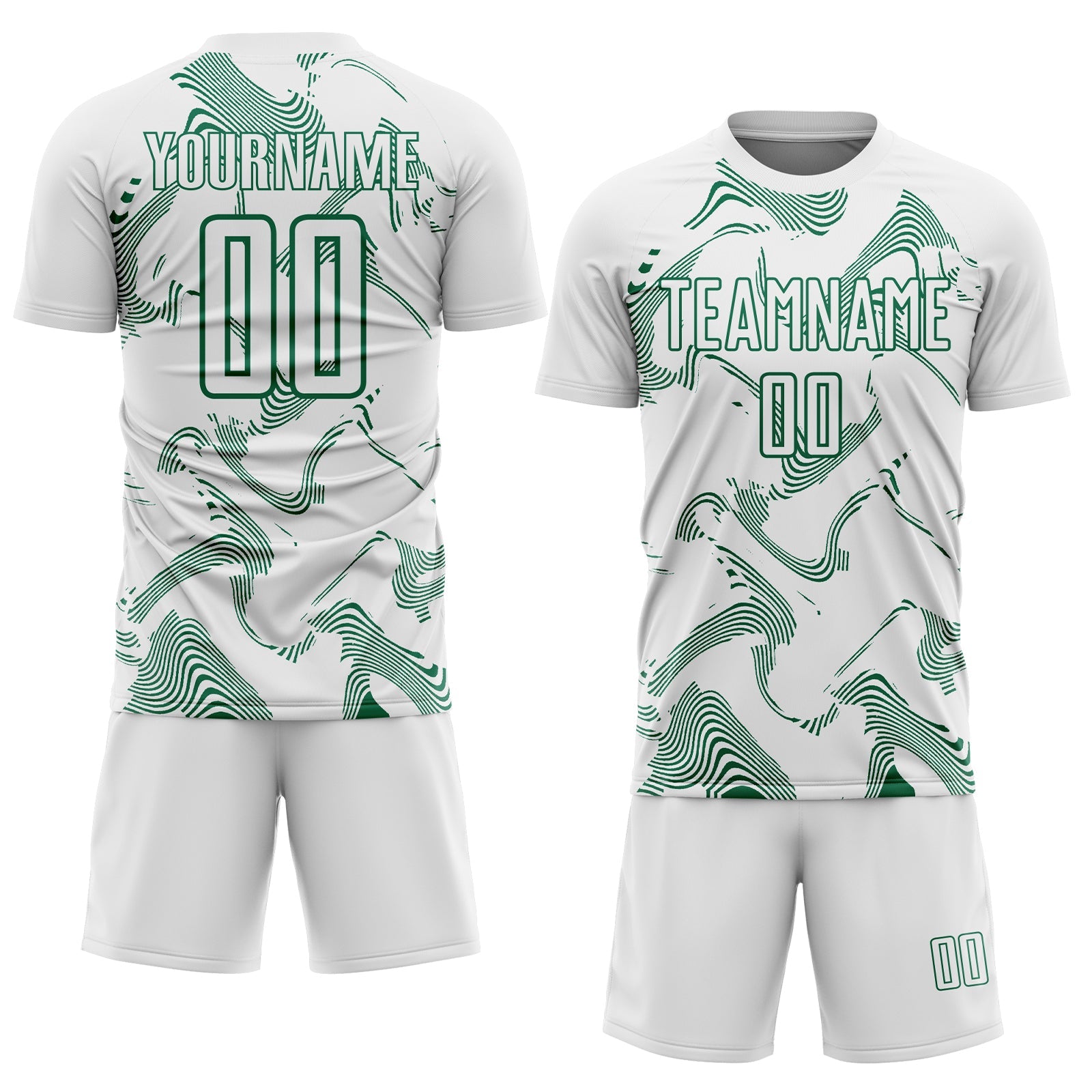 Custom White Kelly Green Curve Lines Sports Sublimation Soccer Uniform Jersey view 2