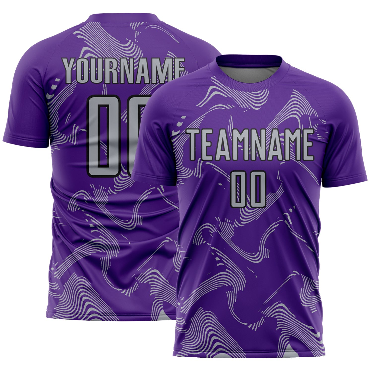 Custom Purple Gray-Black Curve Lines Sports Sublimation Soccer Uniform Jersey - Main View
