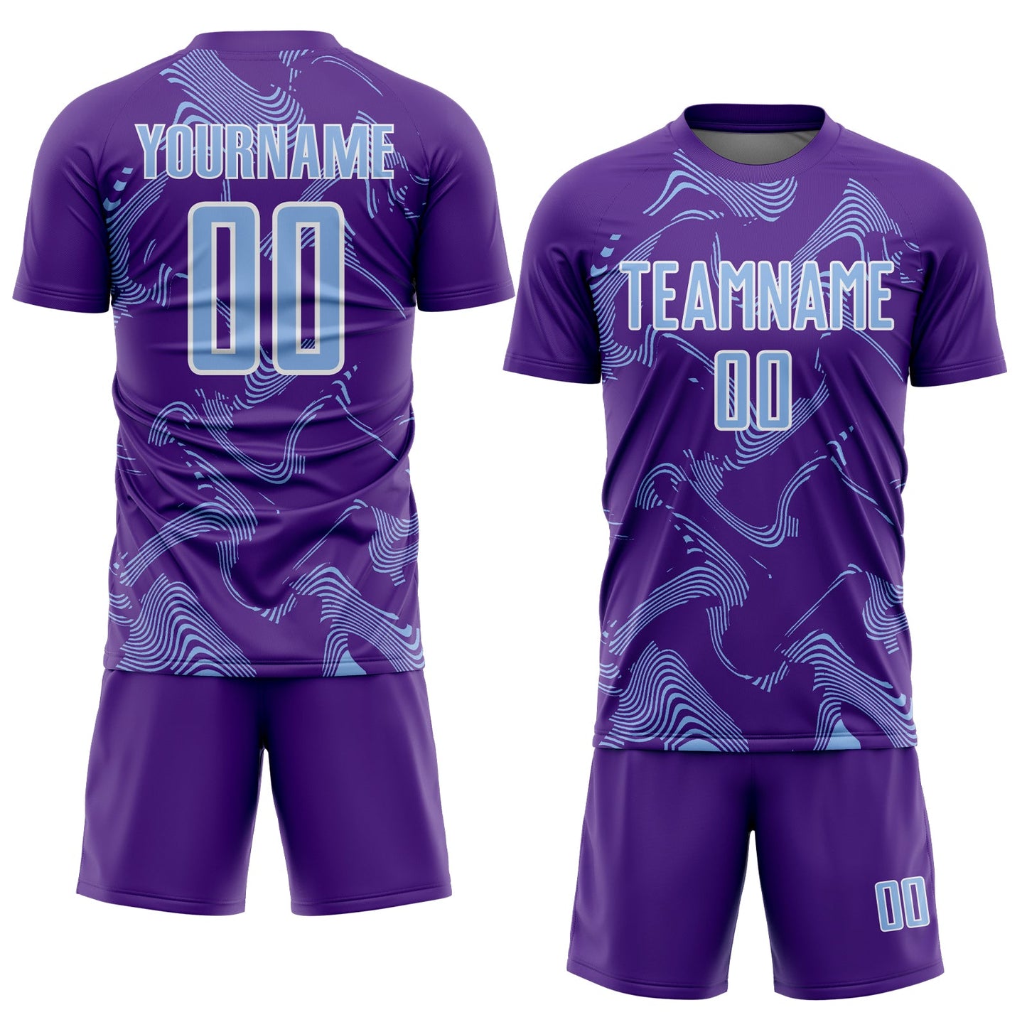 Custom Purple Light Blue-White Curve Lines Sports Sublimation Soccer Uniform Jersey view 2
