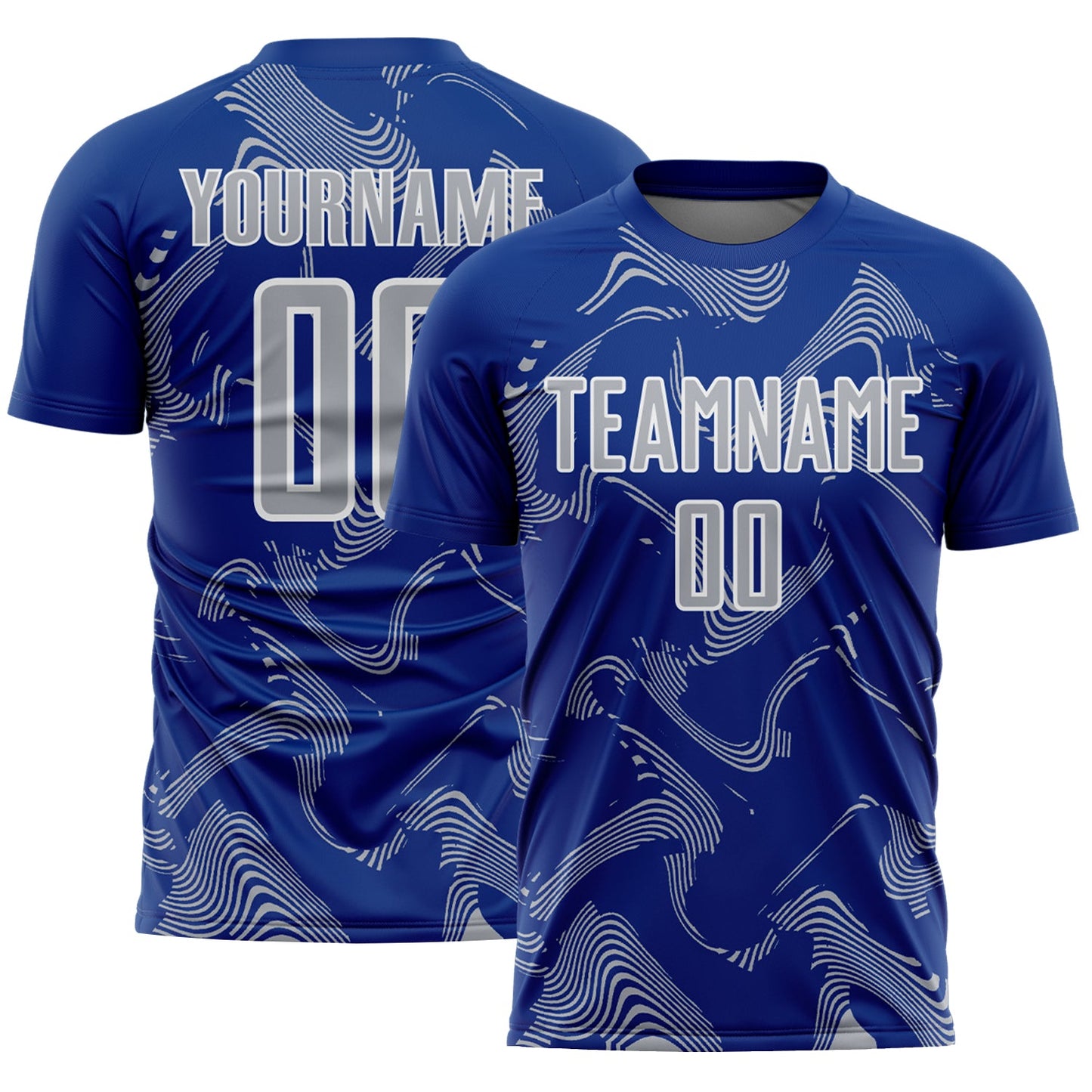 Custom Royal Gray-White Curve Lines Sports Sublimation Soccer Uniform Jersey - Main View