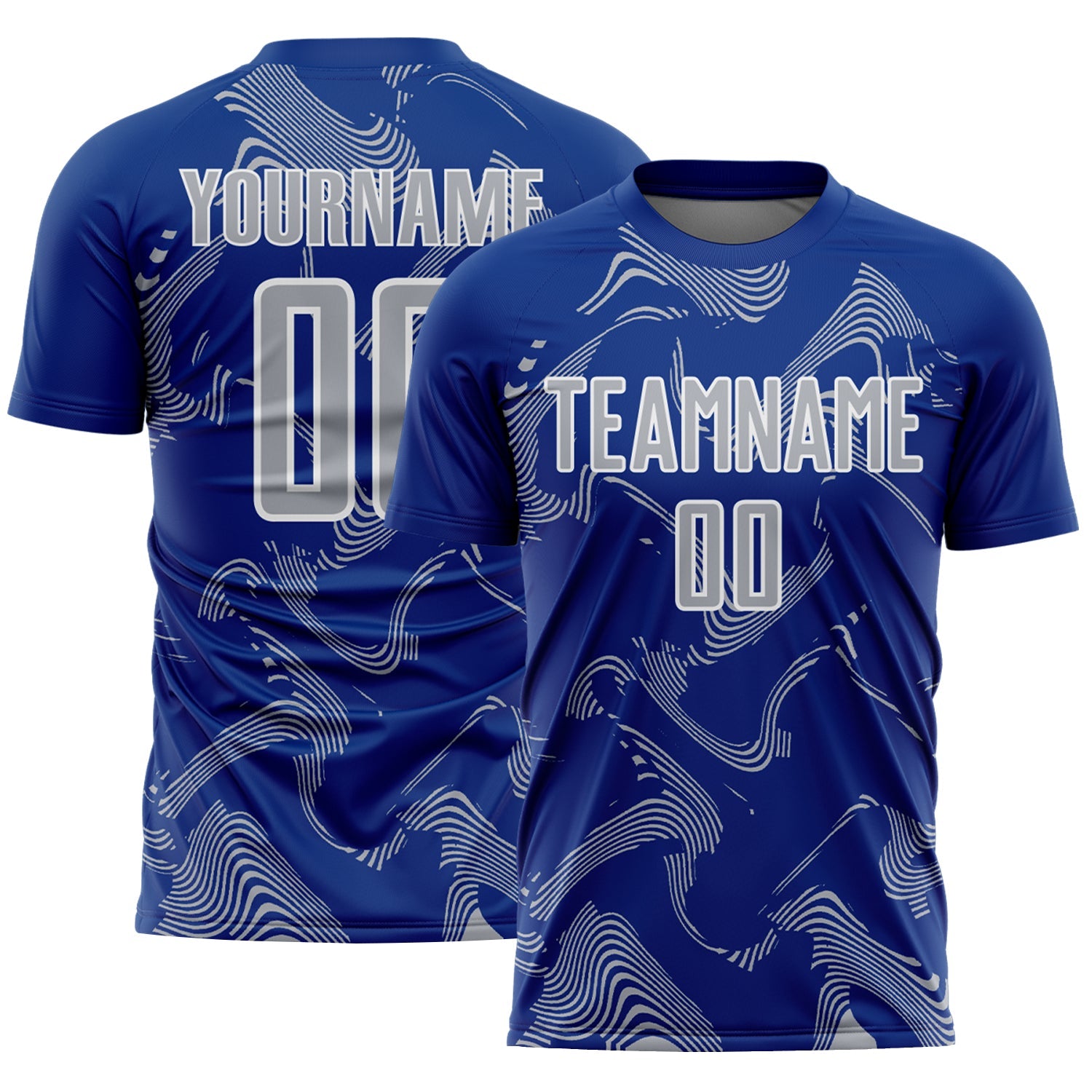 Custom Royal Gray-White Curve Lines Sports Sublimation Soccer Uniform Jersey - Main View