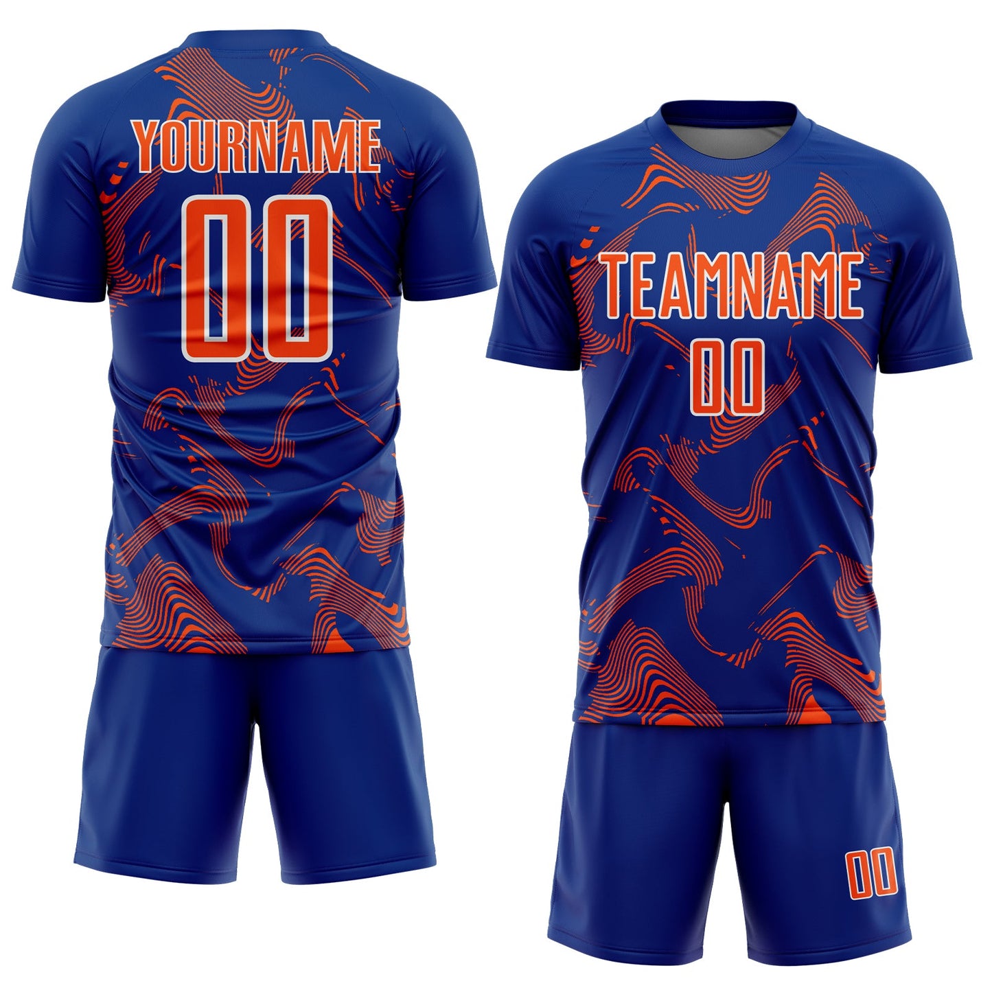 Custom Royal Orange-White Curve Lines Sports Sublimation Soccer Uniform Jersey view 2