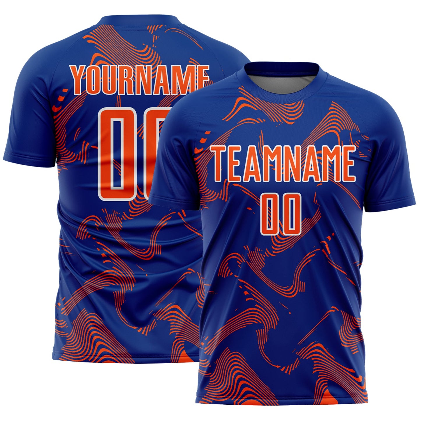 Custom Royal Orange-White Curve Lines Sports Sublimation Soccer Uniform Jersey - Main View