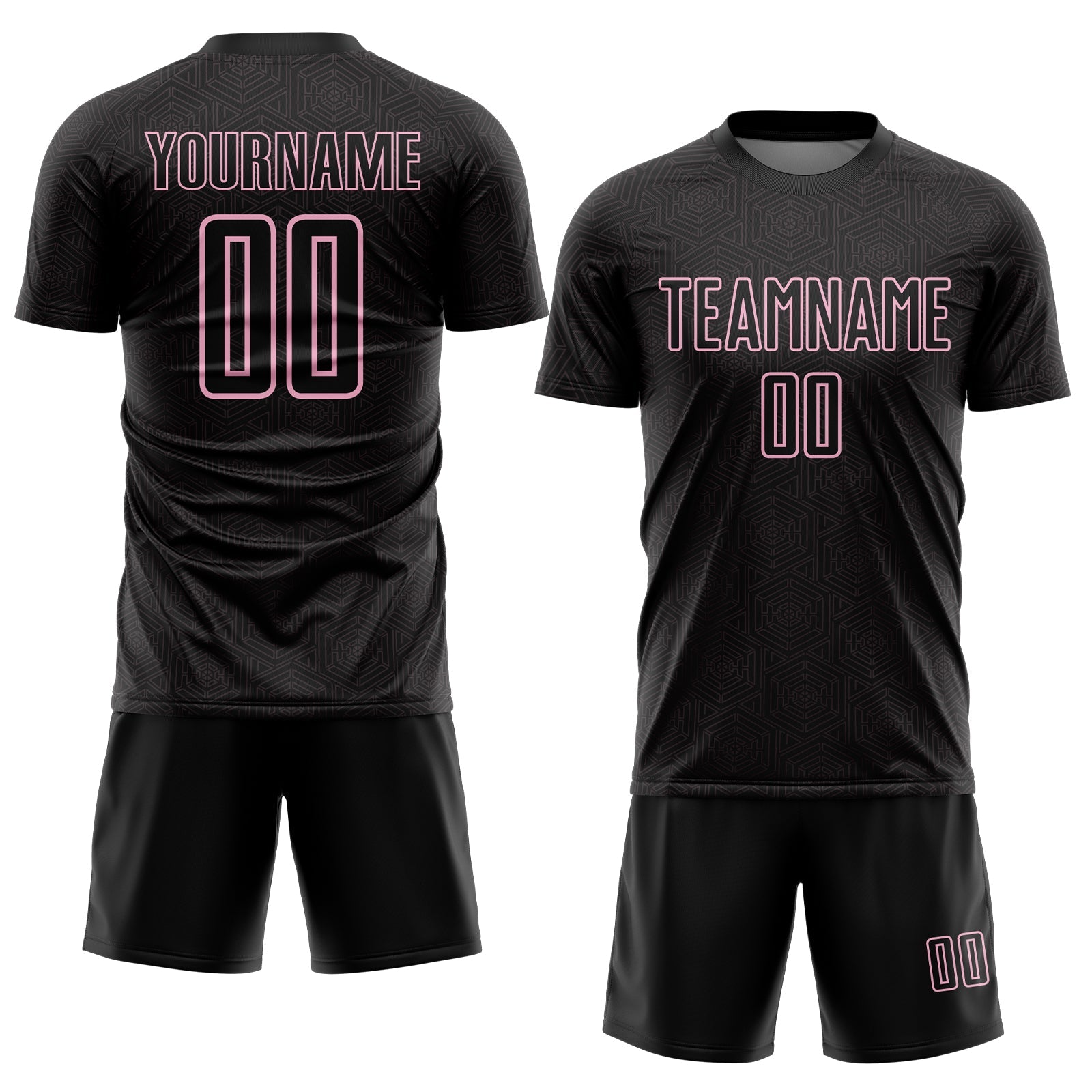 Custom Black Light Pink Geometric Shape Sports Sublimation Soccer Uniform Jersey view 2