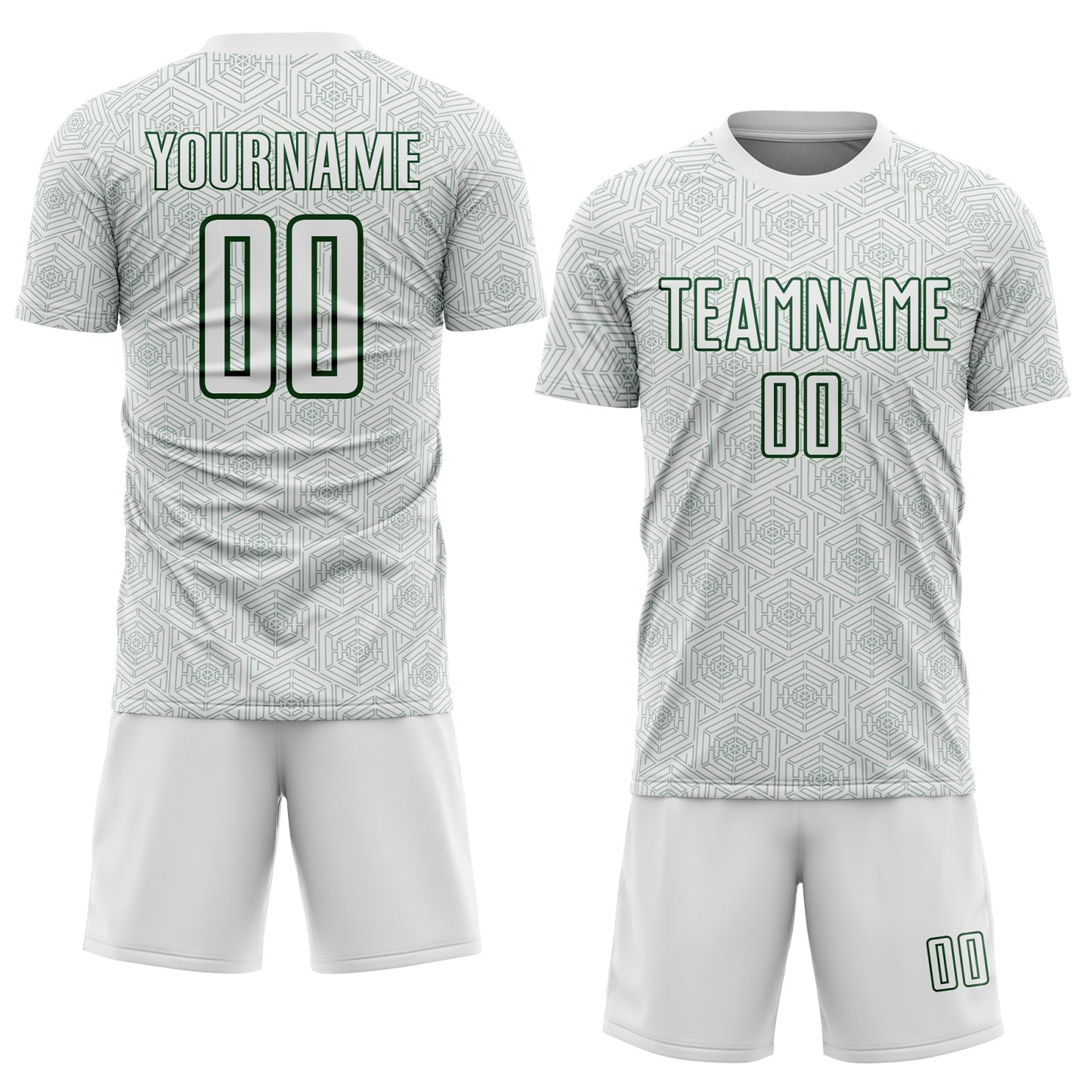 Custom White Green Geometric Shape Sports Sublimation Soccer Uniform Jersey view 2