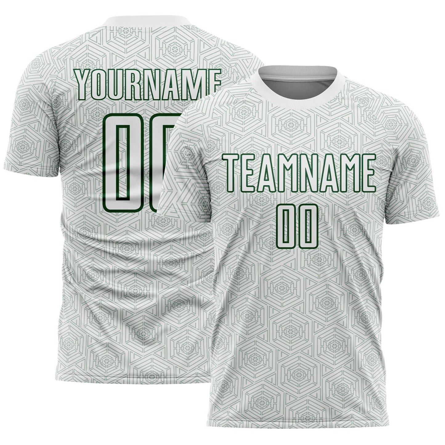 Custom White Green Geometric Shape Sports Sublimation Soccer Uniform Jersey - Main View