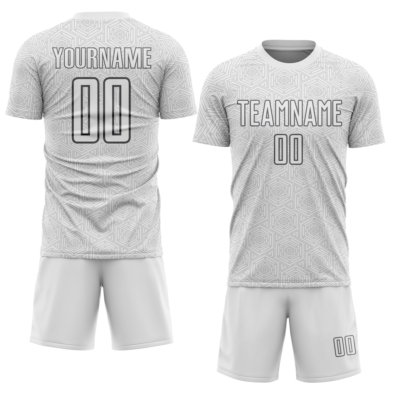 Custom White Steel Gray Geometric Shape Sports Sublimation Soccer Uniform Jersey view 2
