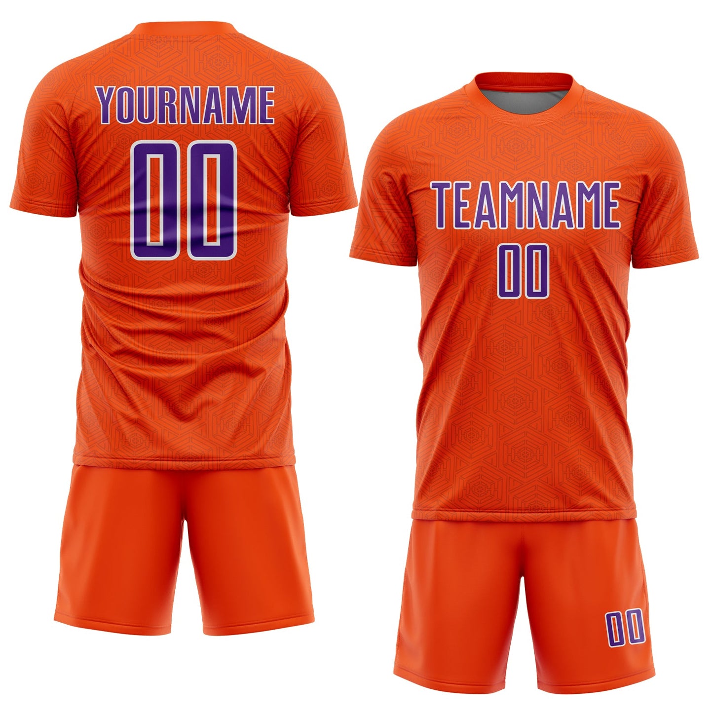 Custom Orange Purple-White Geometric Shape Sports Sublimation Soccer Uniform Jersey view 2