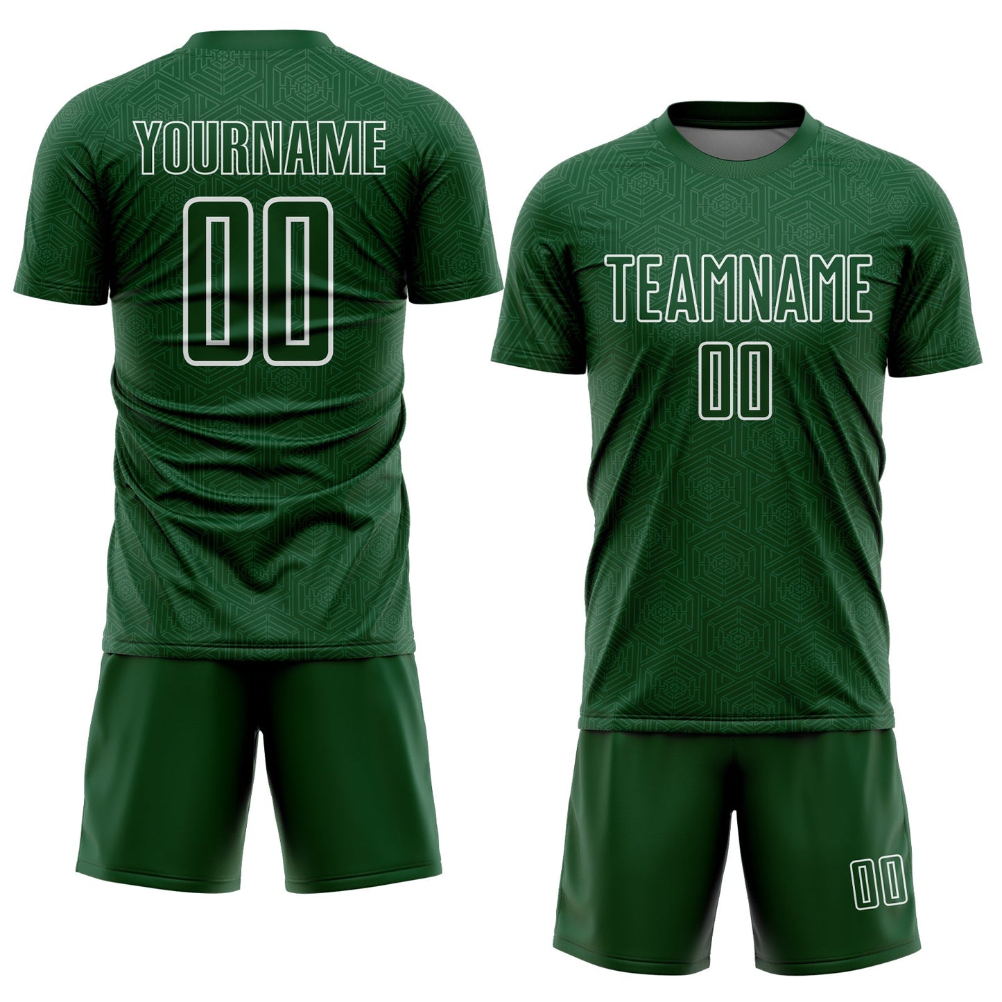 Custom Green White Geometric Shape Sports Sublimation Soccer Uniform Jersey view 2
