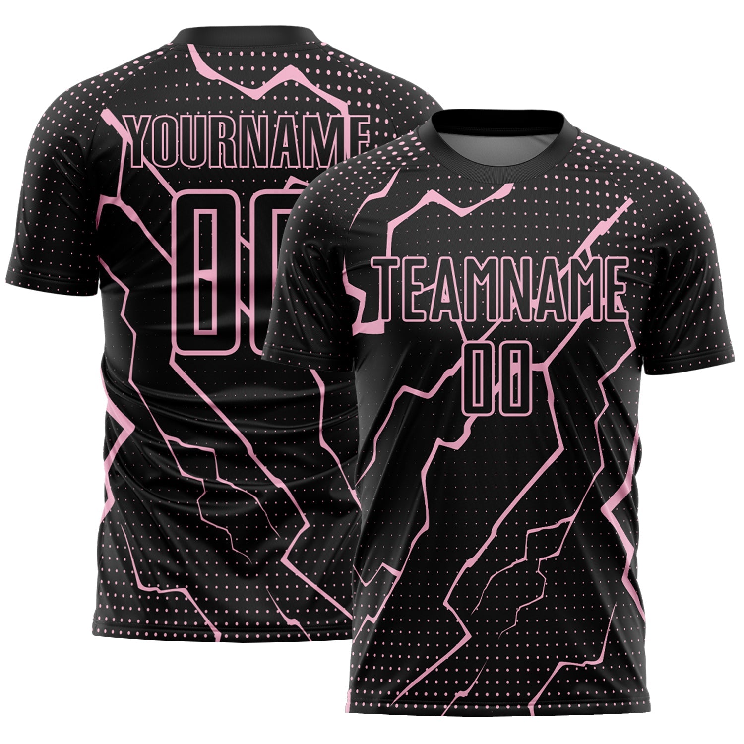 Custom Black Light Pink Lightning Sports Sublimation Soccer Uniform Jersey - Main View