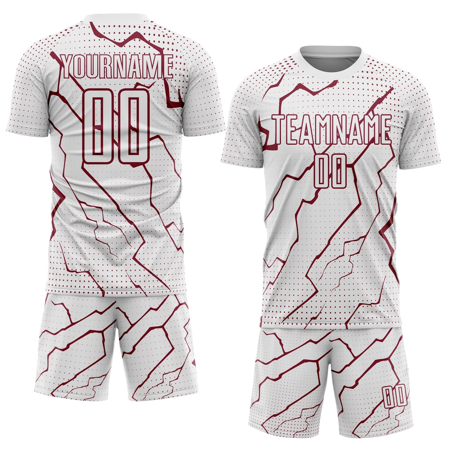 Custom White Crimson Lightning Sports Sublimation Soccer Uniform Jersey view 2