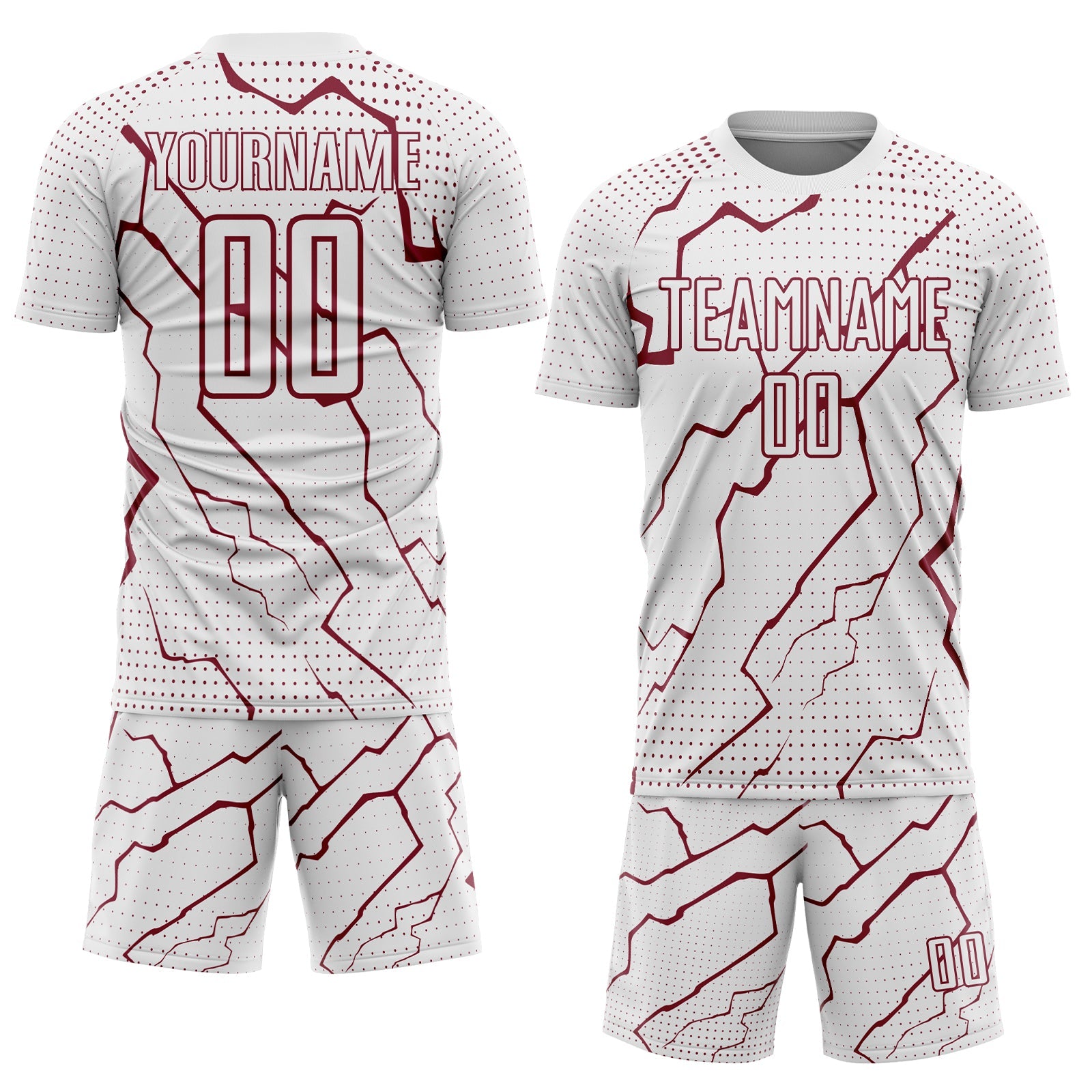 Custom White Crimson Lightning Sports Sublimation Soccer Uniform Jersey view 2