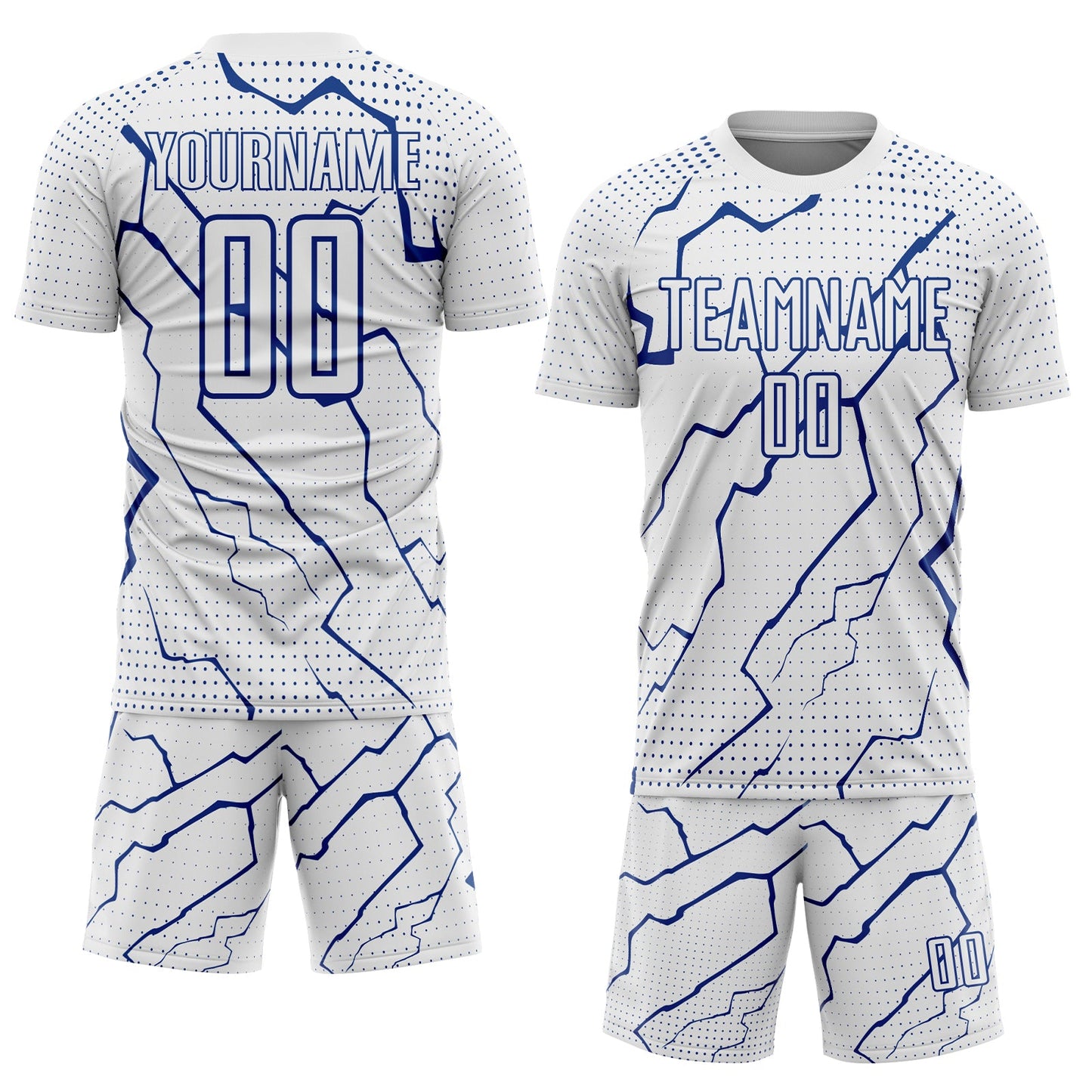 Custom White Royal Lightning Sports Sublimation Soccer Uniform Jersey view 2