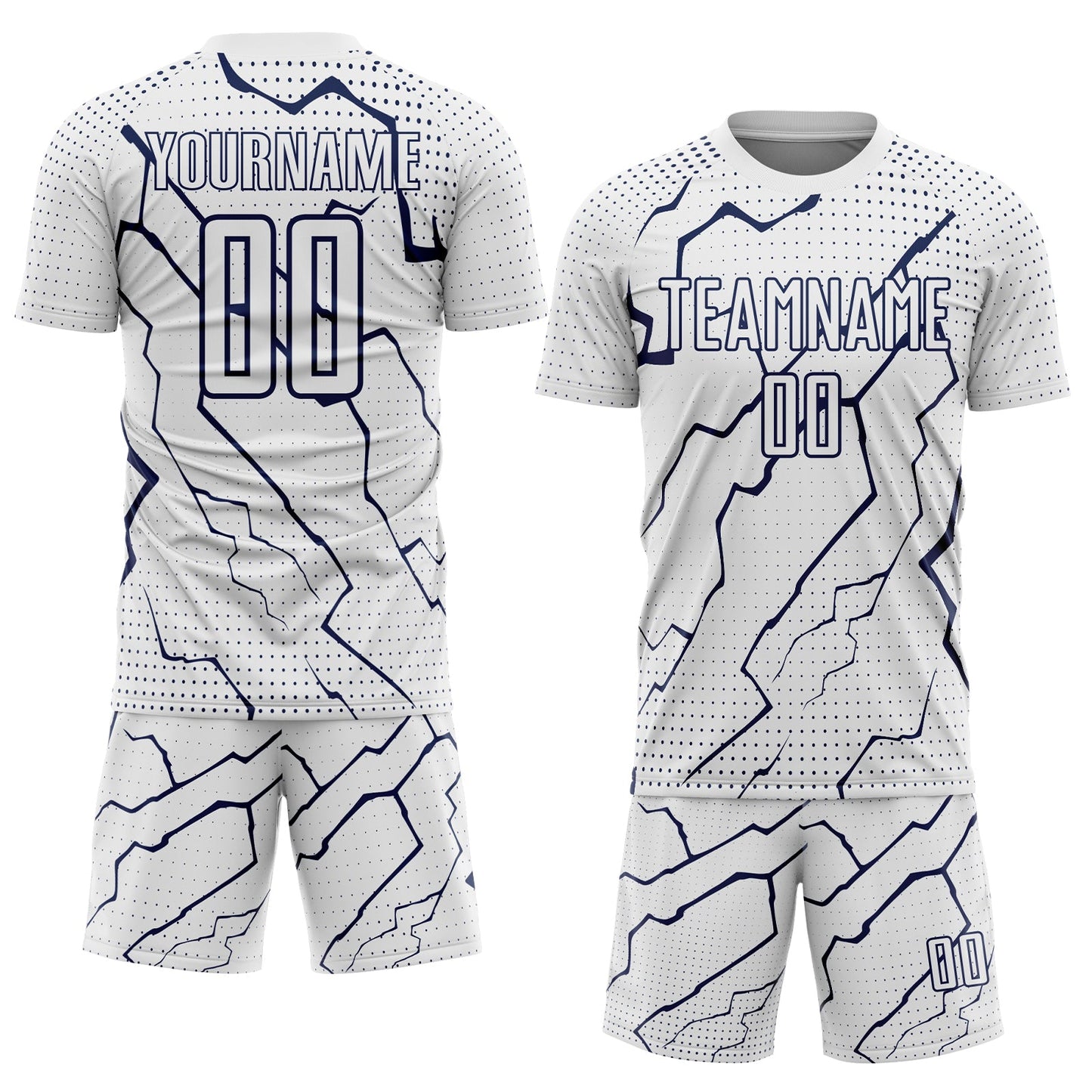 Custom White Navy Lightning Sports Sublimation Soccer Uniform Jersey view 2