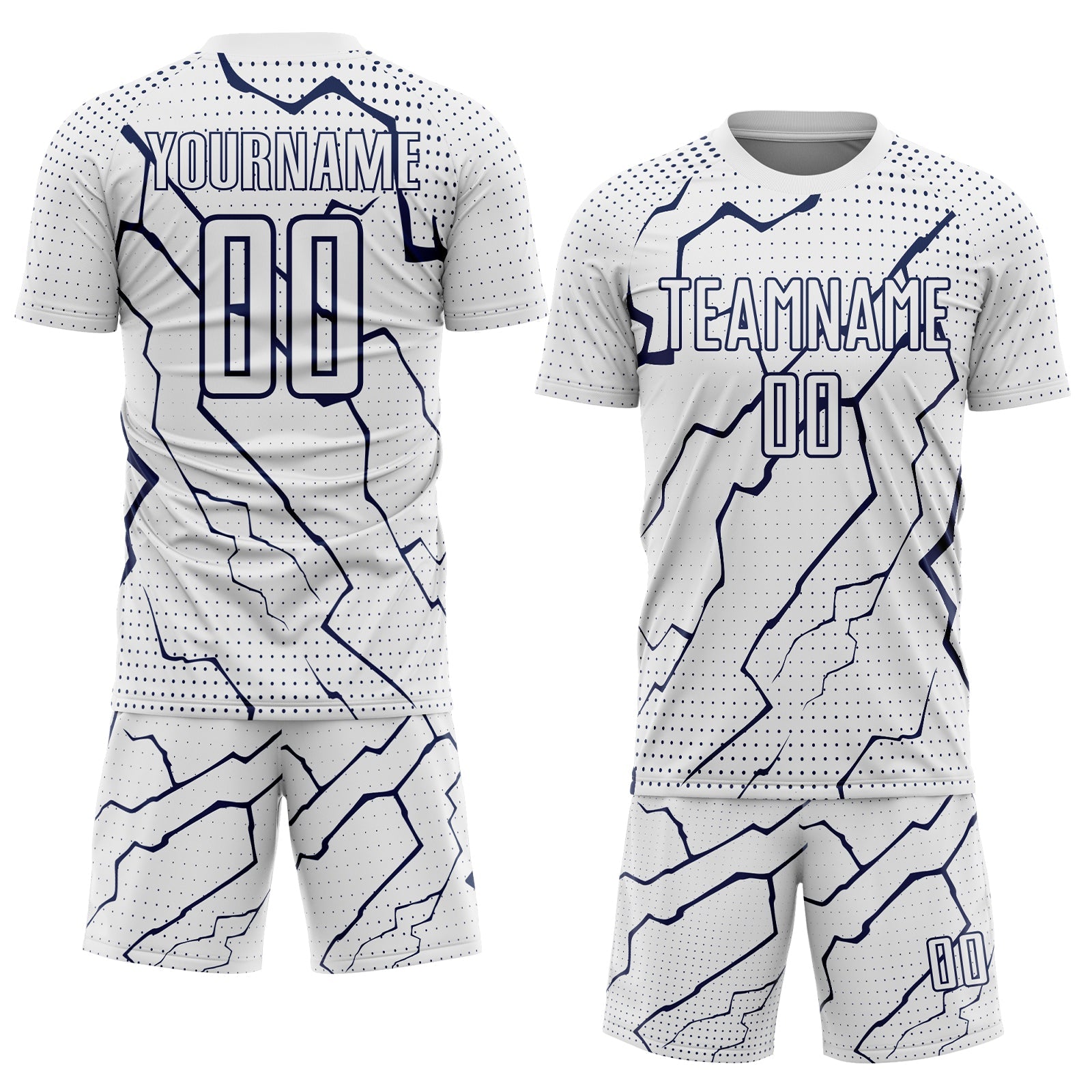Custom White Navy Lightning Sports Sublimation Soccer Uniform Jersey view 2