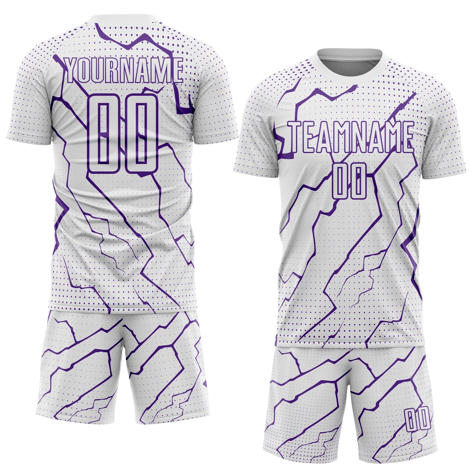 Custom White Purple Lightning Sports Sublimation Soccer Uniform Jersey view 2