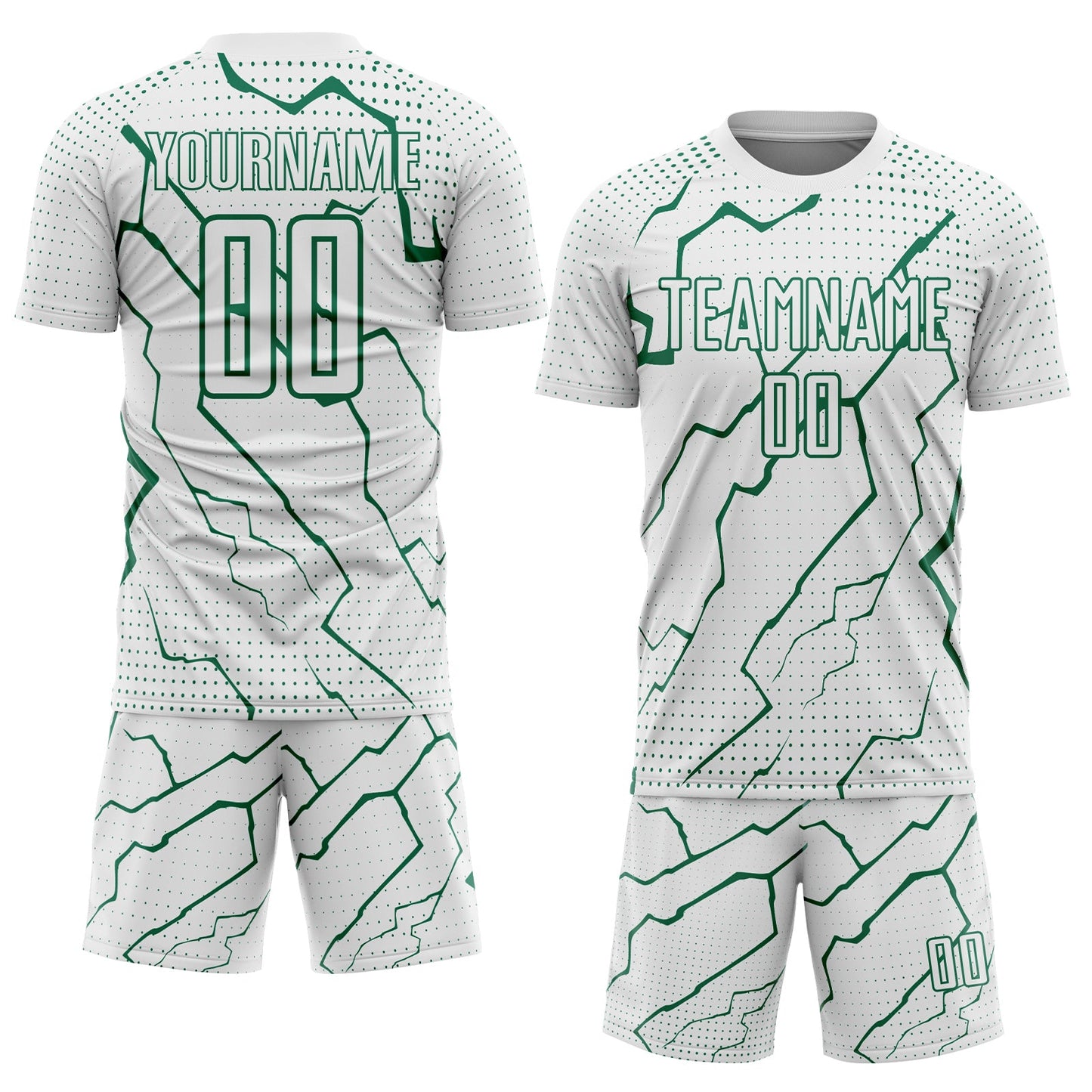 Custom White Kelly Green Lightning Sports Sublimation Soccer Uniform Jersey view 2