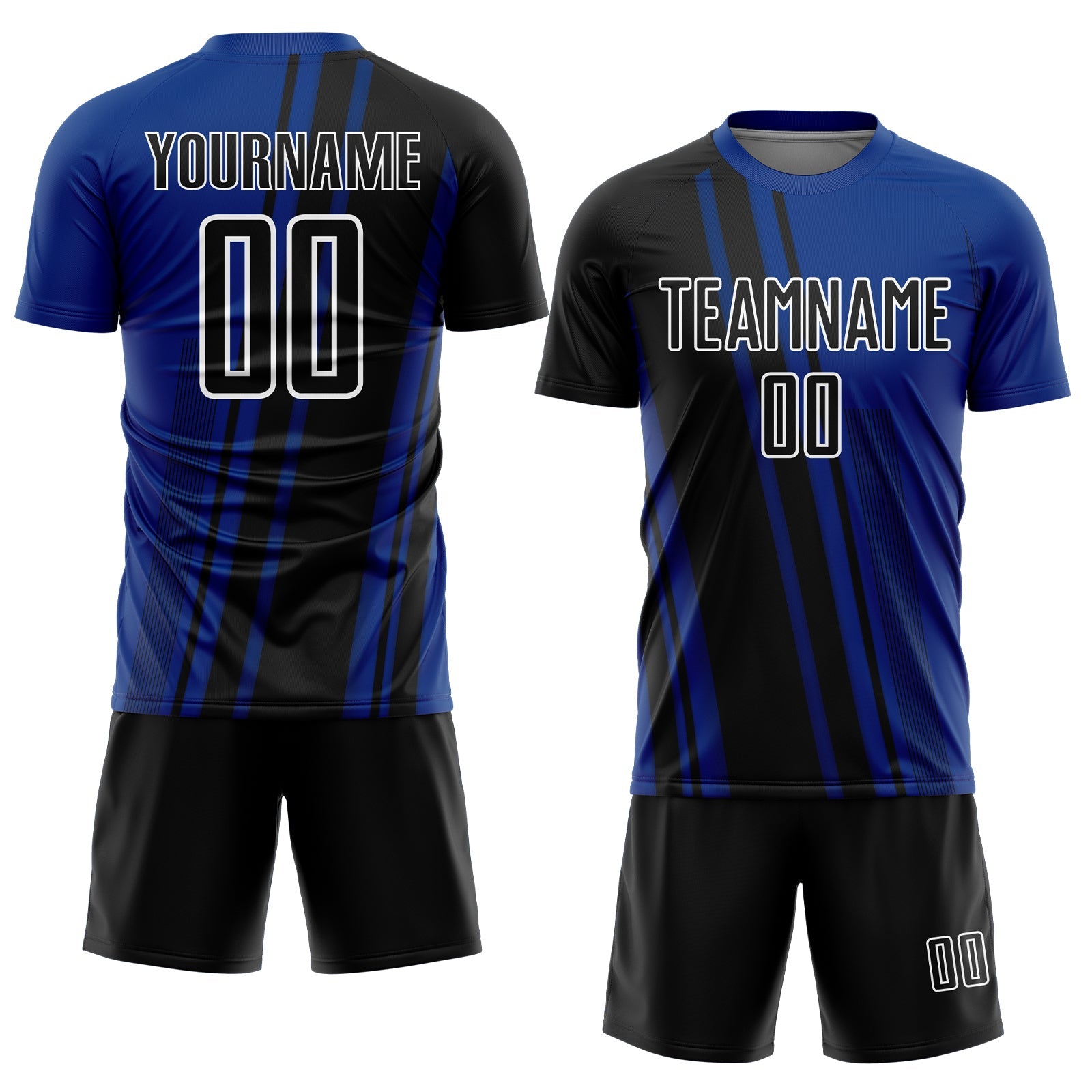 Custom Royal Black-White Lines Sports Sublimation Soccer Uniform Jersey view 2