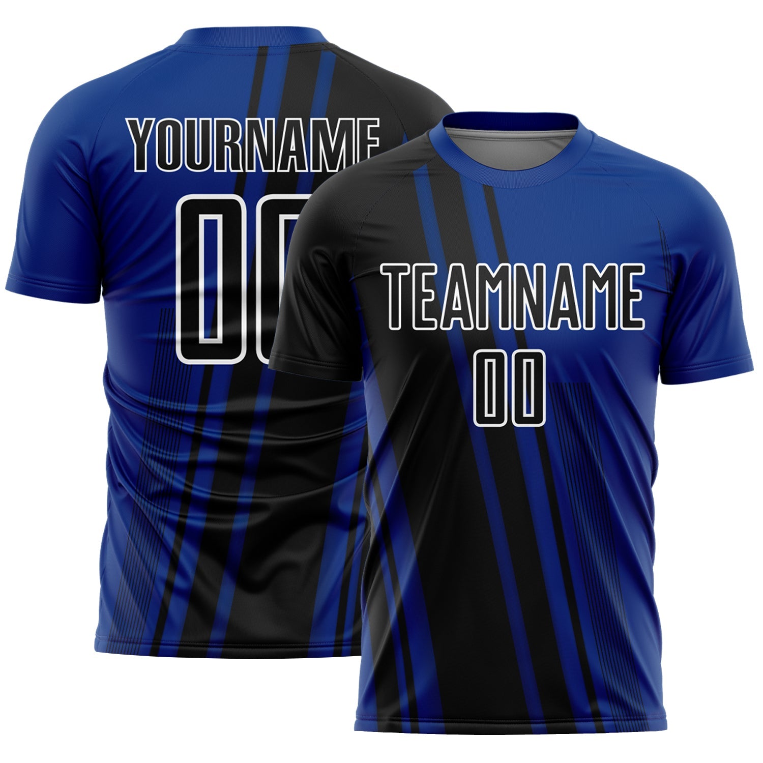 Custom Royal Black-White Lines Sports Sublimation Soccer Uniform Jersey - Main View