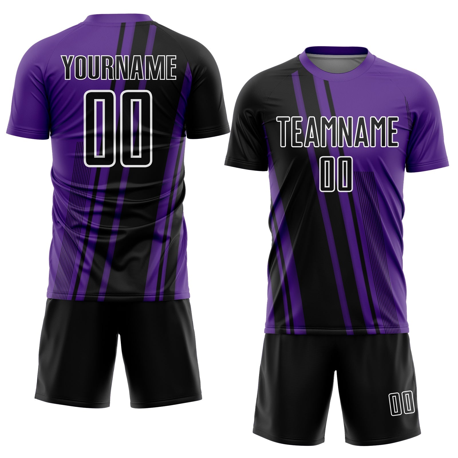 Custom Purple Black-White Lines Sports Sublimation Soccer Uniform Jersey view 2