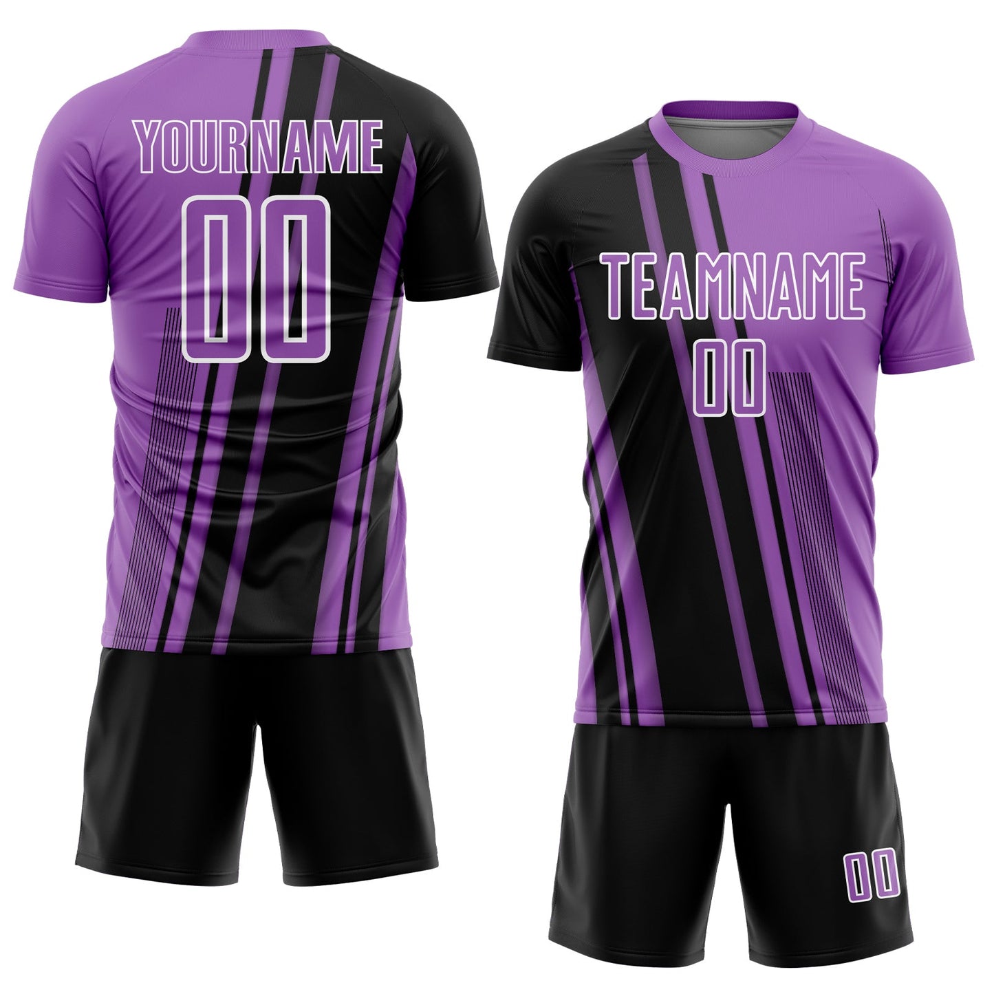 Custom Medium Purple Black-White Lines Sports Sublimation Soccer Uniform Jersey view 2