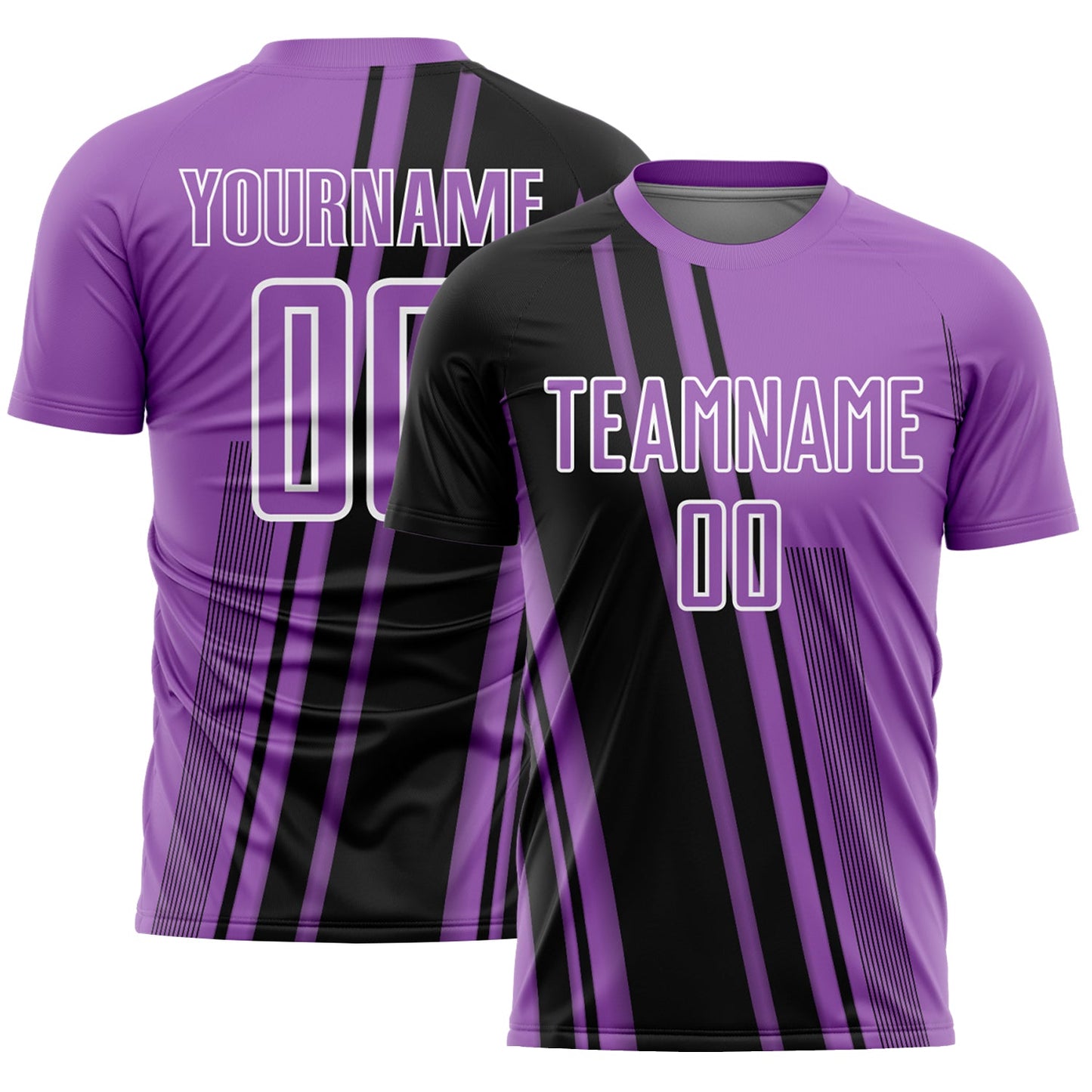 Custom Medium Purple Black-White Lines Sports Sublimation Soccer Uniform Jersey - Main View