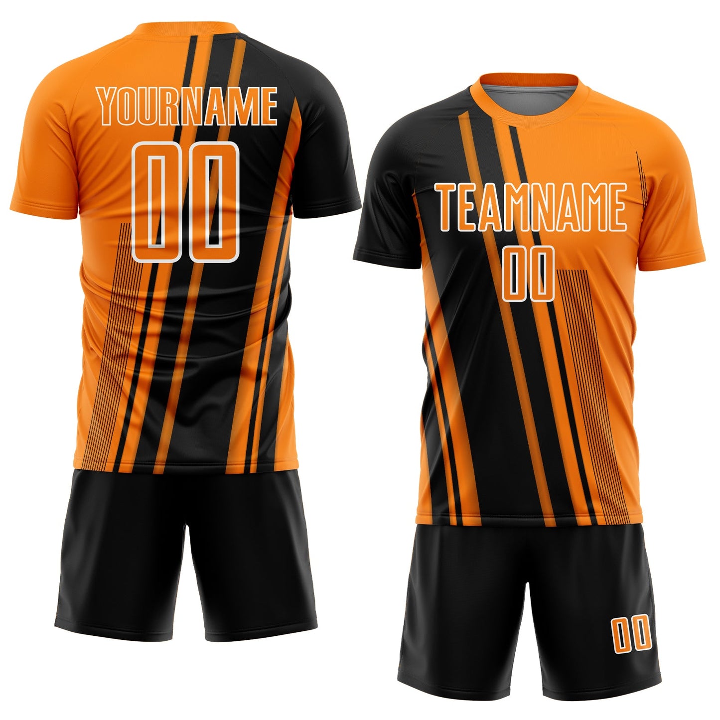 Custom Bay Orange Black-White Lines Sports Sublimation Soccer Uniform Jersey view 2