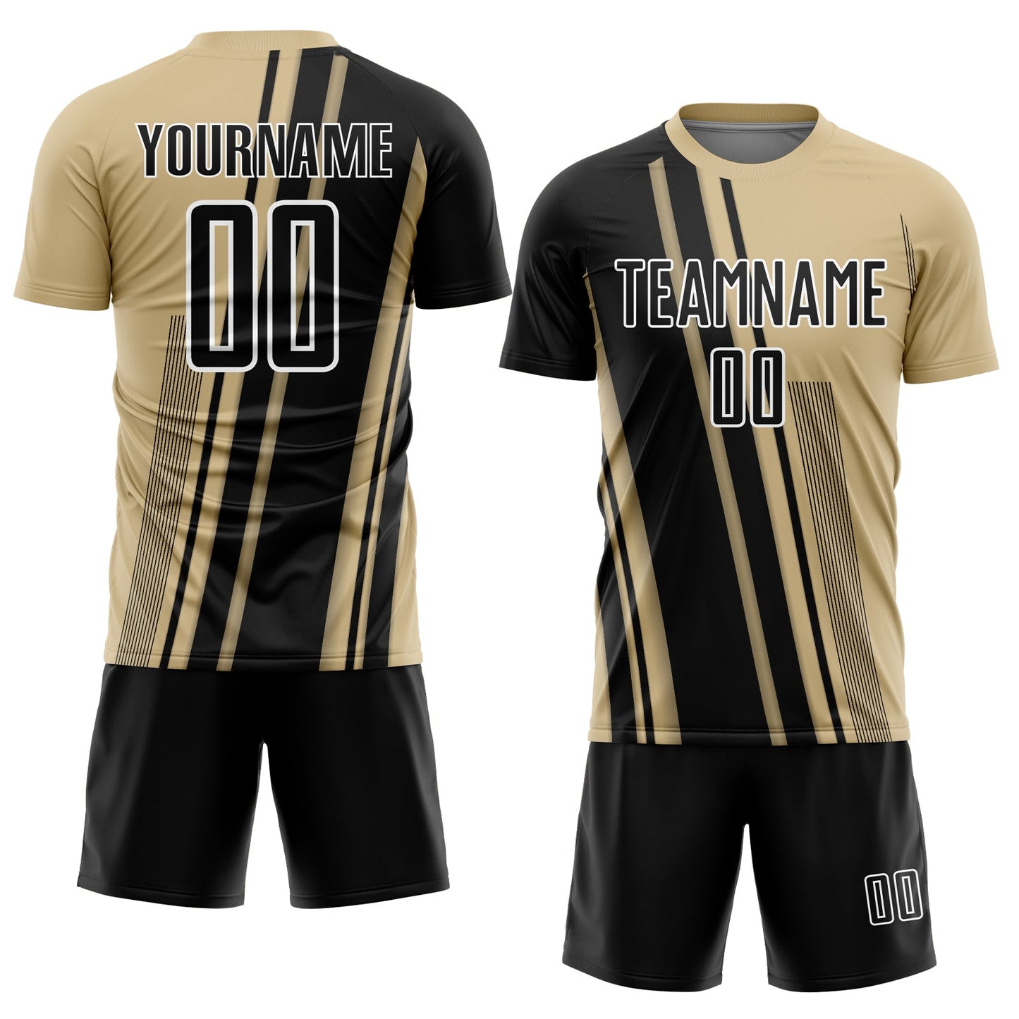Custom Vegas Gold Black-White Lines Sports Sublimation Soccer Uniform Jersey view 2