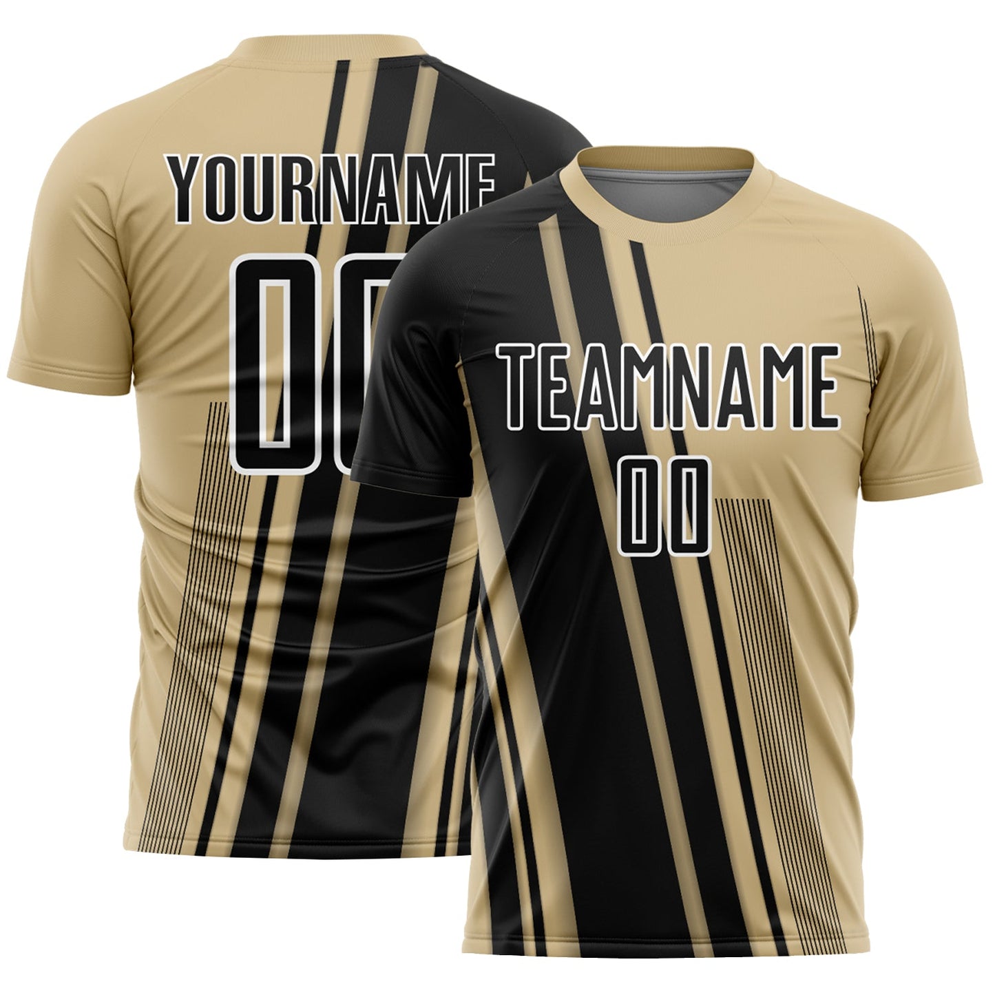 Custom Vegas Gold Black-White Lines Sports Sublimation Soccer Uniform Jersey - Main View
