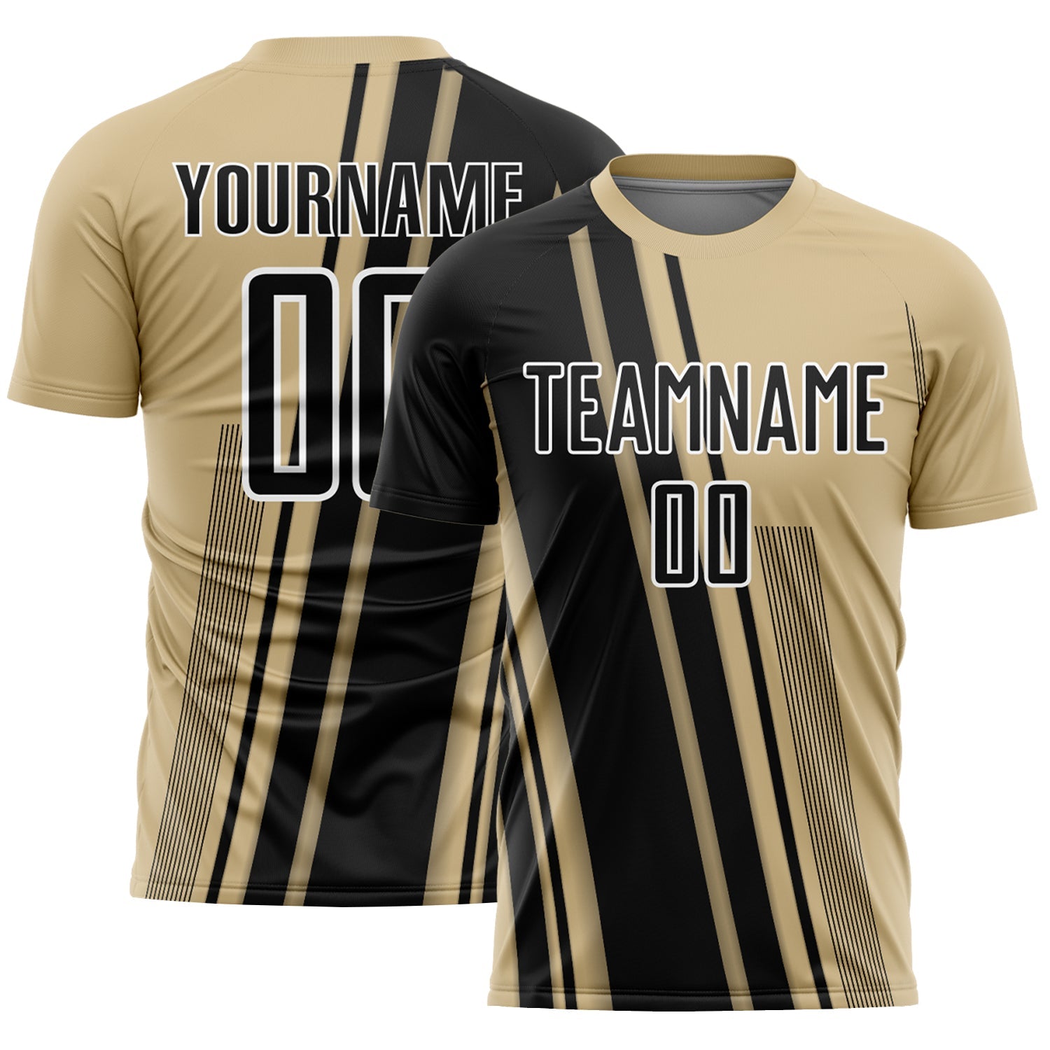 Custom Vegas Gold Black-White Lines Sports Sublimation Soccer Uniform Jersey - Main View