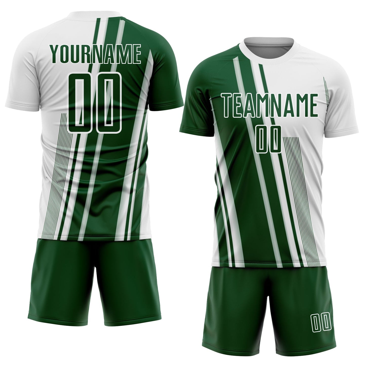 Custom White Green Lines Sports Sublimation Soccer Uniform Jersey view 2