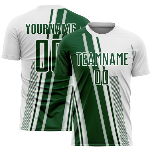 Custom White Green Lines Sports Sublimation Soccer Uniform Jersey - Main View