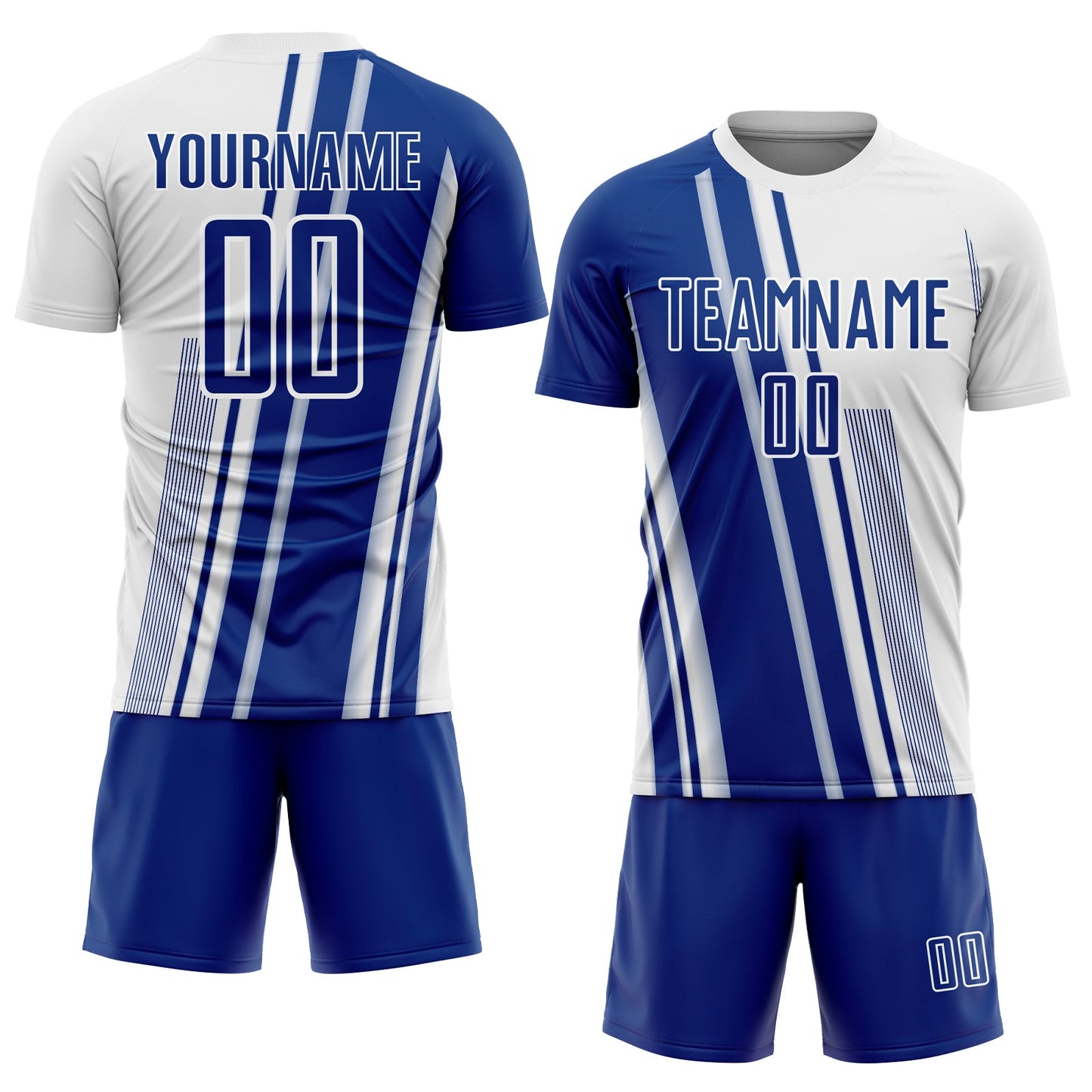 Custom White Royal Lines Sports Sublimation Soccer Uniform Jersey view 2