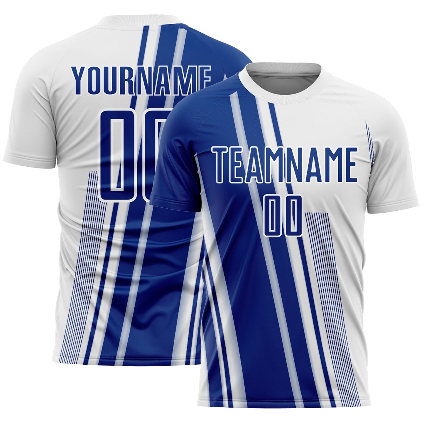 Custom White Royal Lines Sports Sublimation Soccer Uniform Jersey - Main View