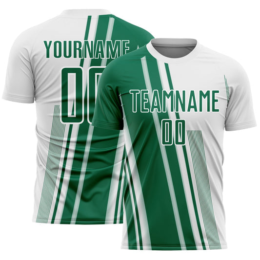 Custom White Kelly Green Lines Sports Sublimation Soccer Uniform Jersey - Main View