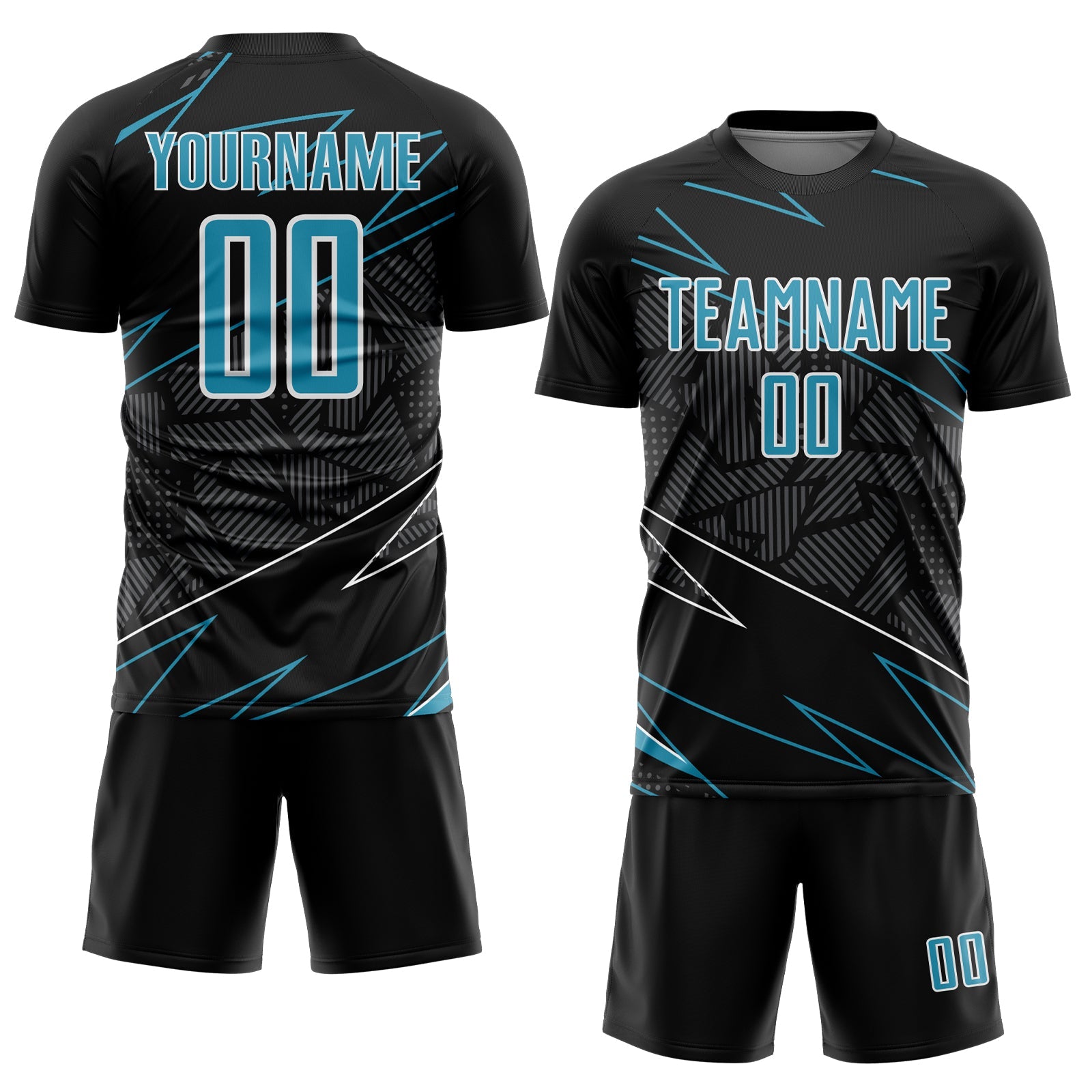 Custom Black Panther Blue-White Lines Sports Sublimation Soccer Uniform Jersey view 2