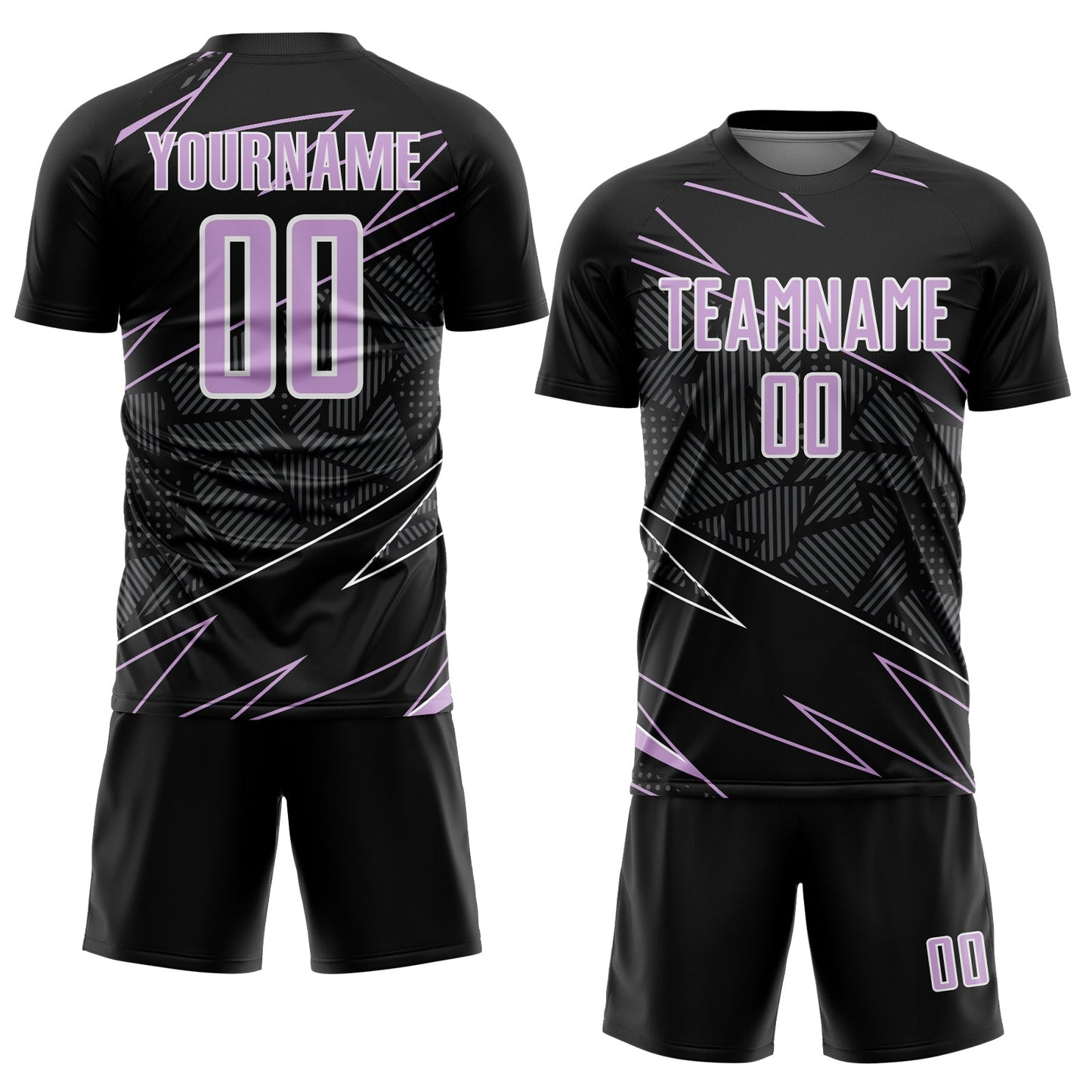 Custom Black Light Purple-White Lines Sports Sublimation Soccer Uniform Jersey view 2