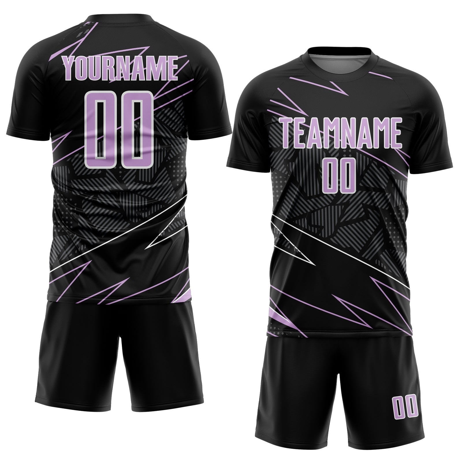 Custom Black Light Purple-White Lines Sports Sublimation Soccer Uniform Jersey view 2