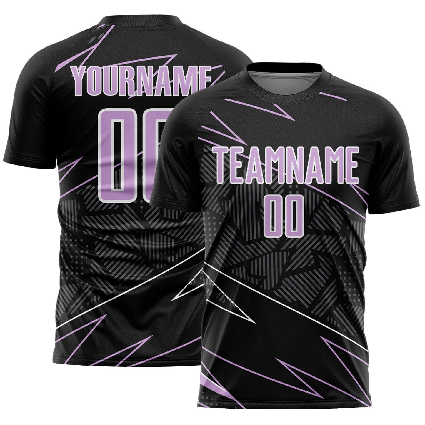 Custom Black Light Purple-White Lines Sports Sublimation Soccer Uniform Jersey - Main View