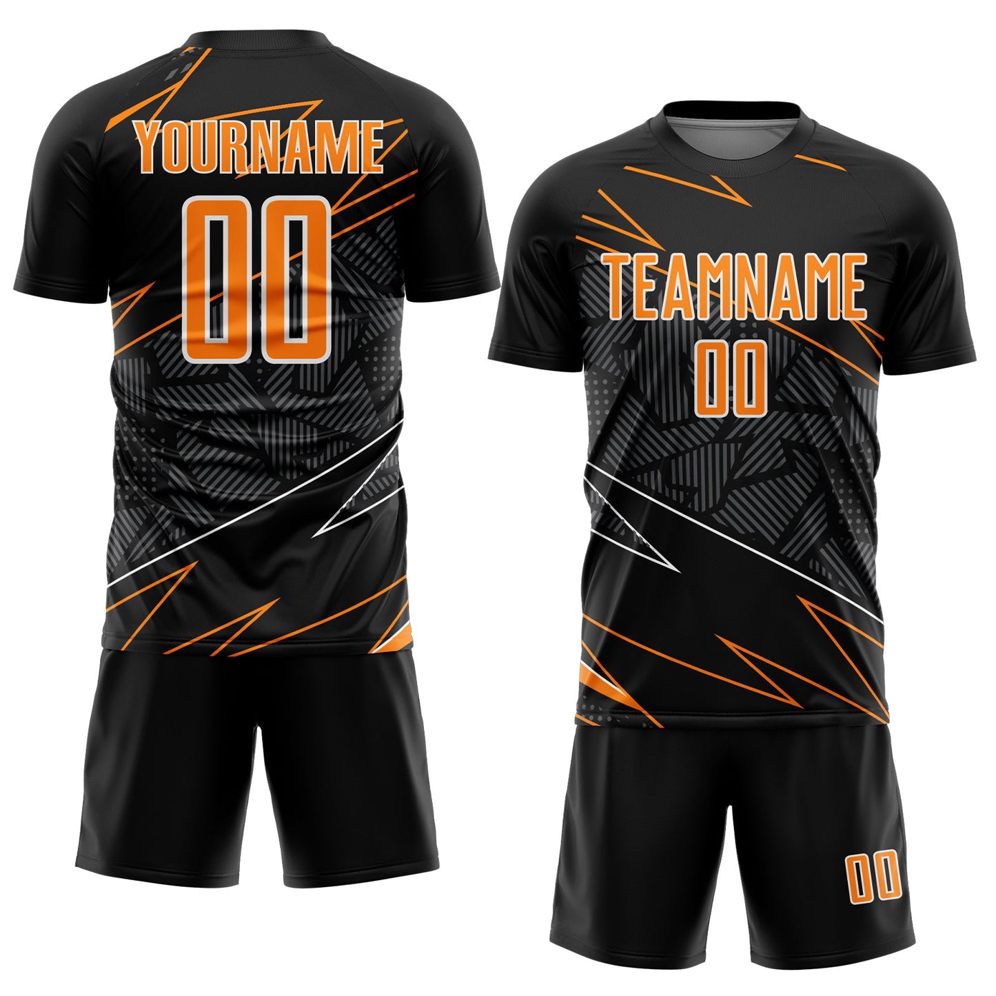 Custom Black Bay Orange-White Lines Sports Sublimation Soccer Uniform Jersey view 2