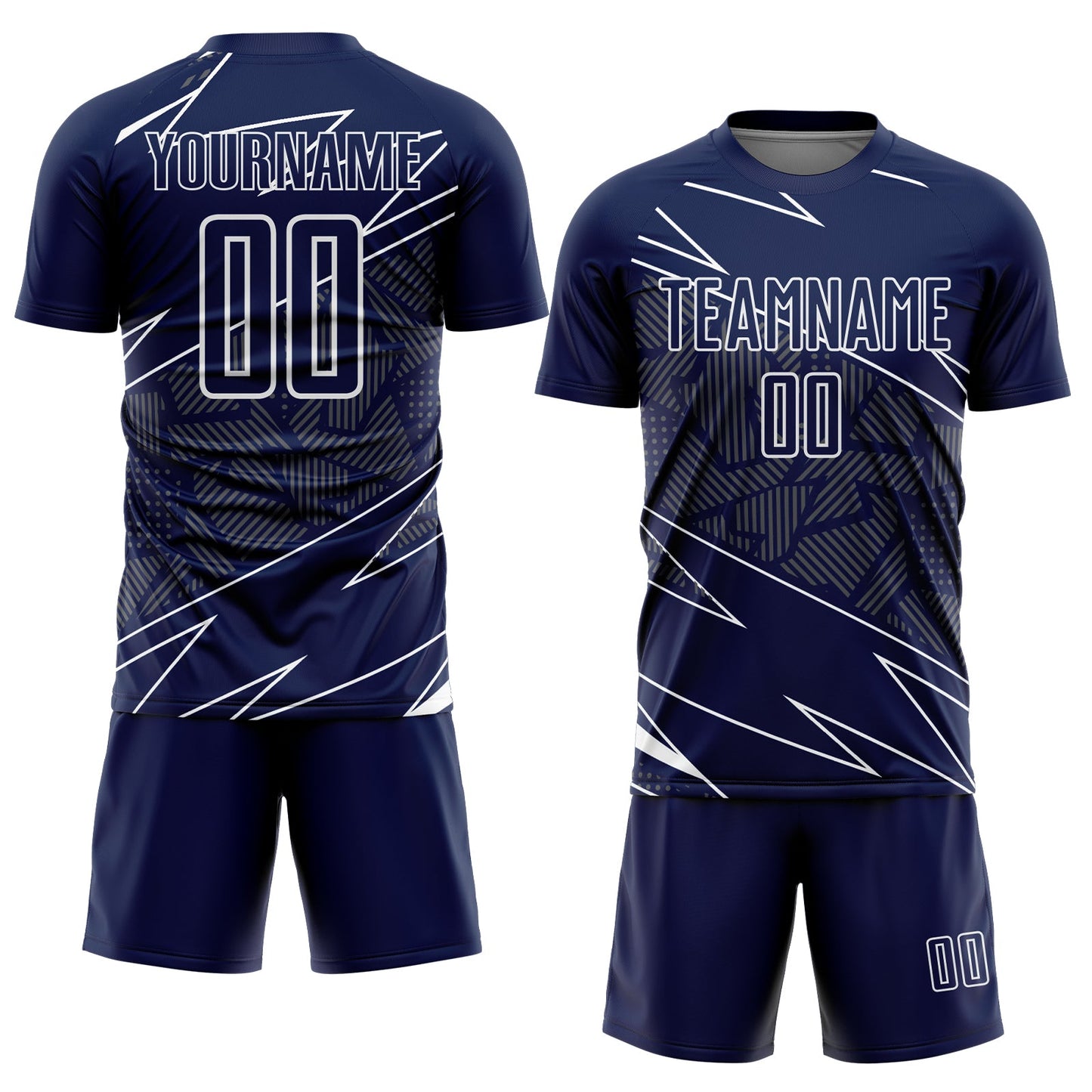 Custom Navy White Lines Sports Sublimation Soccer Uniform Jersey view 2