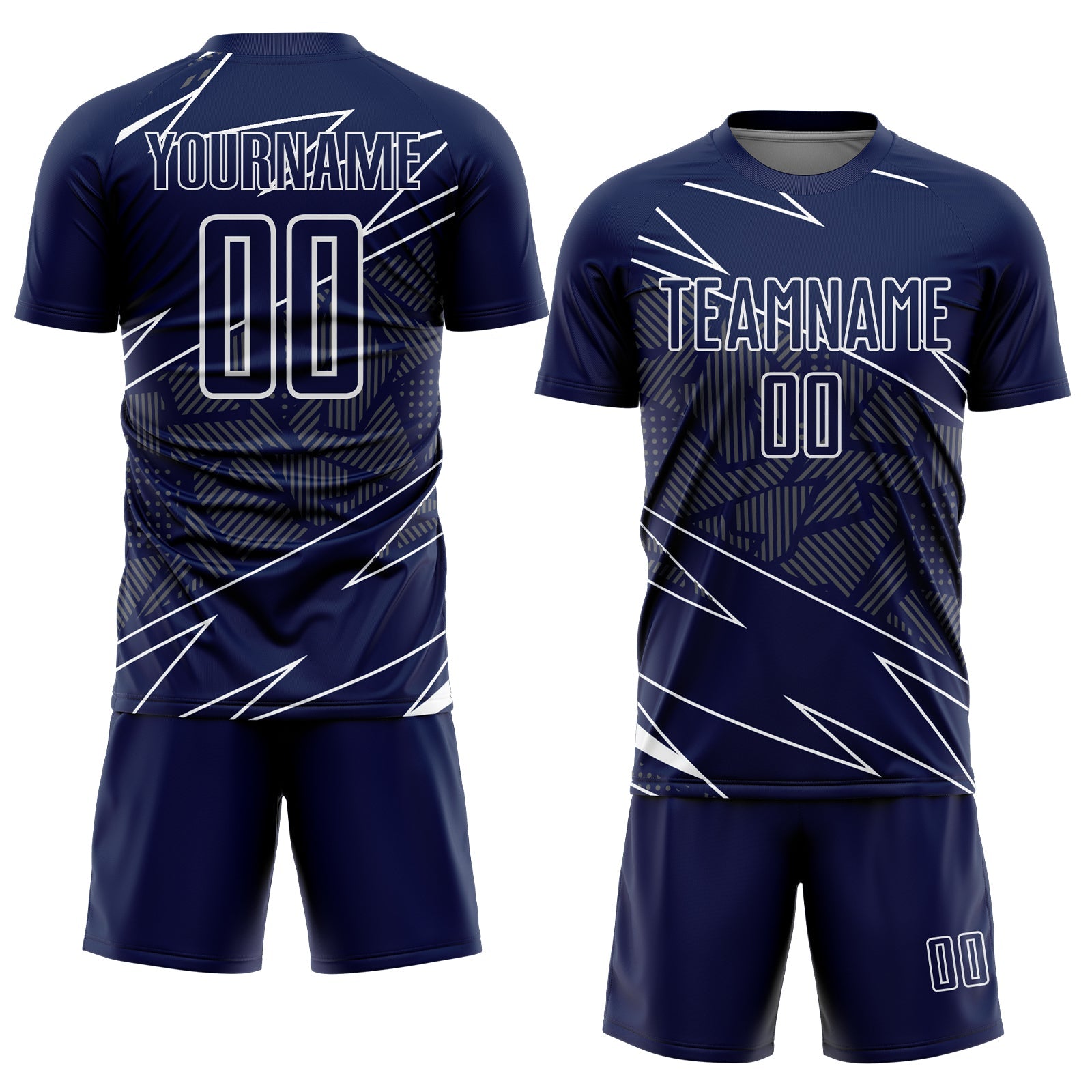 Custom Navy White Lines Sports Sublimation Soccer Uniform Jersey view 2