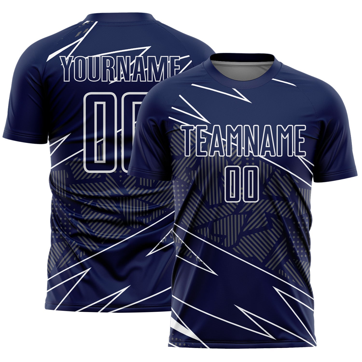 Custom Navy White Lines Sports Sublimation Soccer Uniform Jersey - Main View