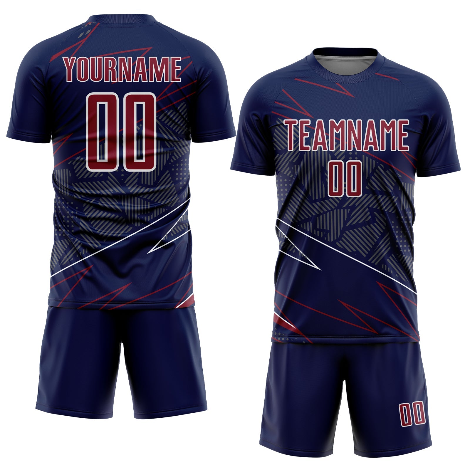 Custom Navy Crimson-White Lines Sports Sublimation Soccer Uniform Jersey view 2