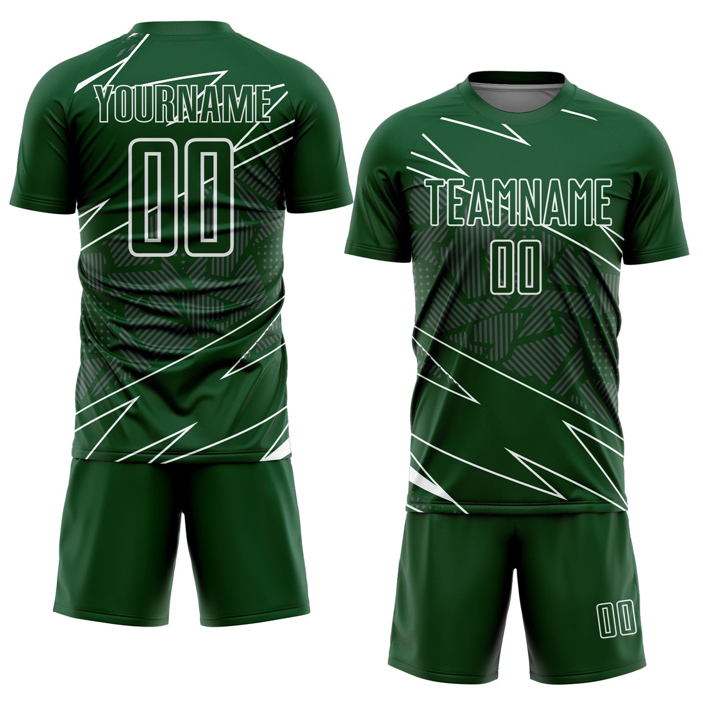 Custom Green White Lines Sports Sublimation Soccer Uniform Jersey view 2